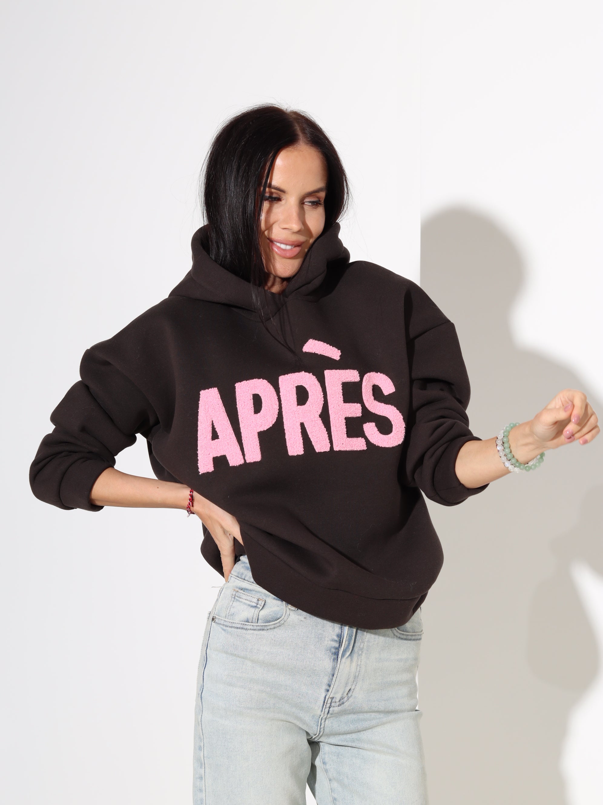 Brūns džemperis/hūdijs "Aprēs" - 18037