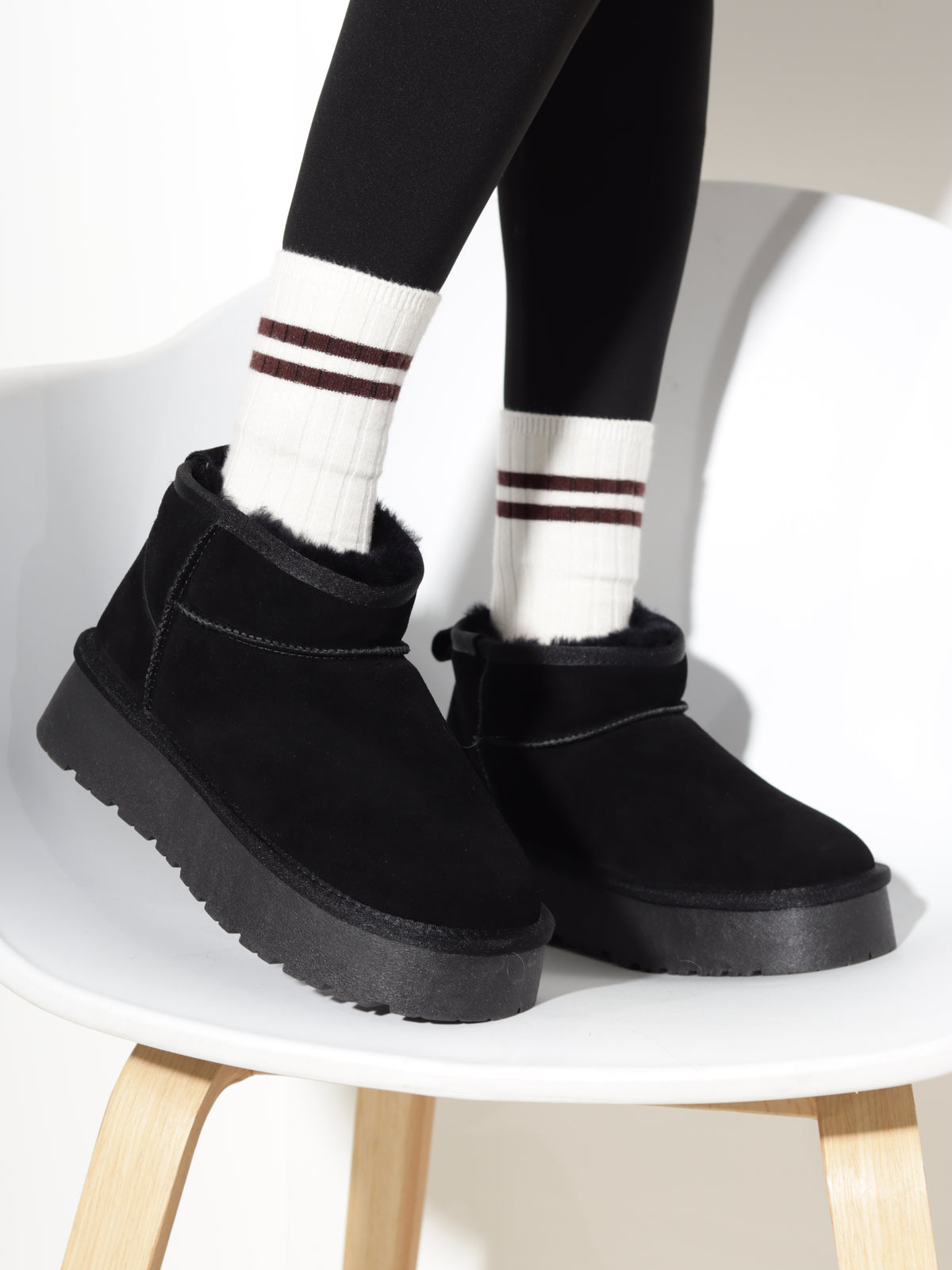 Melni, d/zamšādas 'UGG' tipa zābaki  - 21201