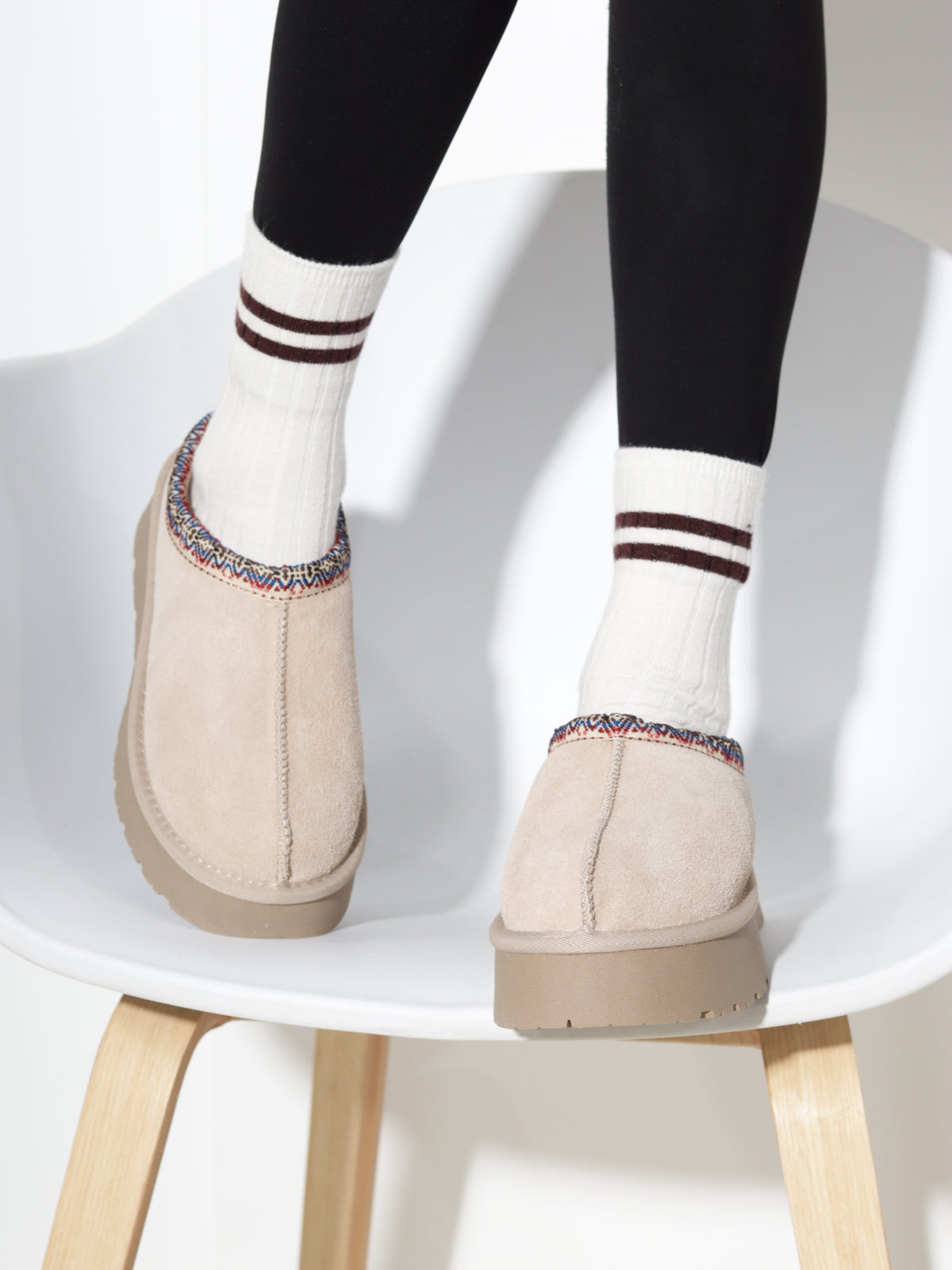Bēši ar vaļēju papēdi, d/zā , UGG' tipa apavi - 21197