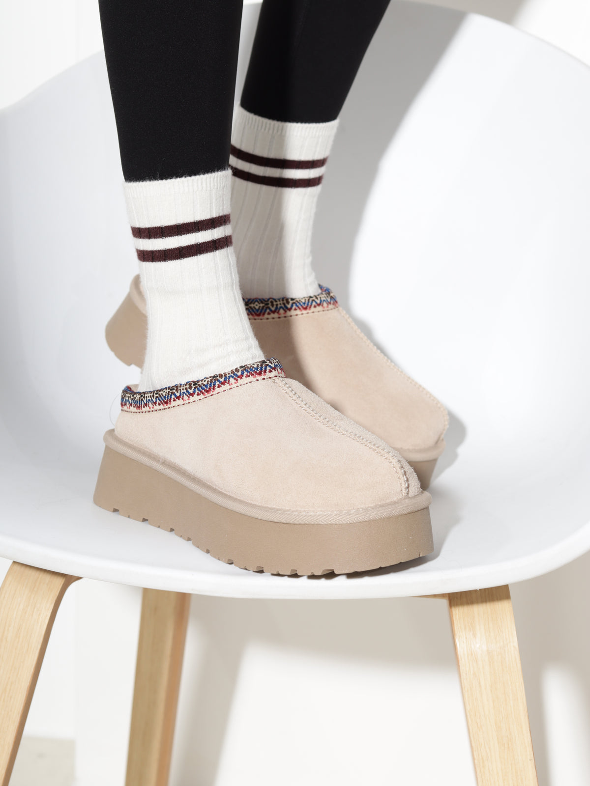 Bēši ar vaļēju papēdi, d/zā , UGG' tipa apavi - 21197