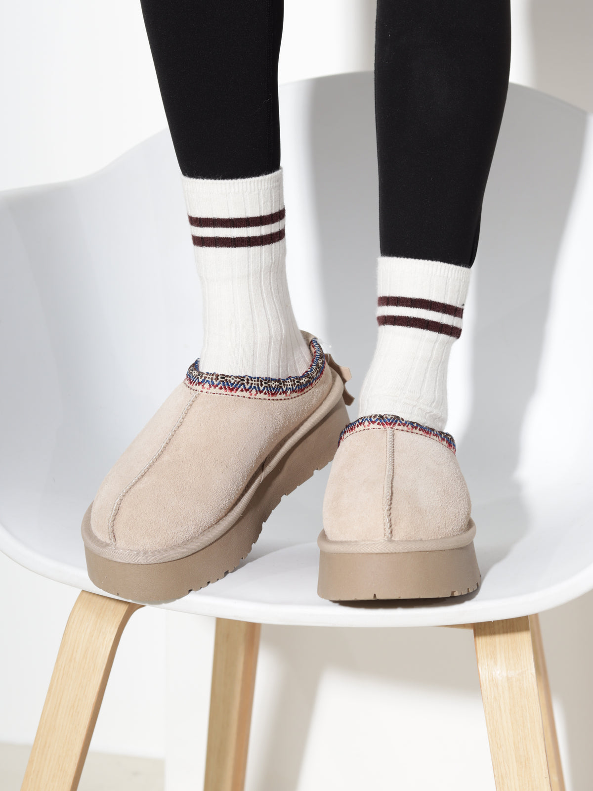 Bēši ar vaļēju papēdi, d/zā , UGG' tipa apavi - 21197