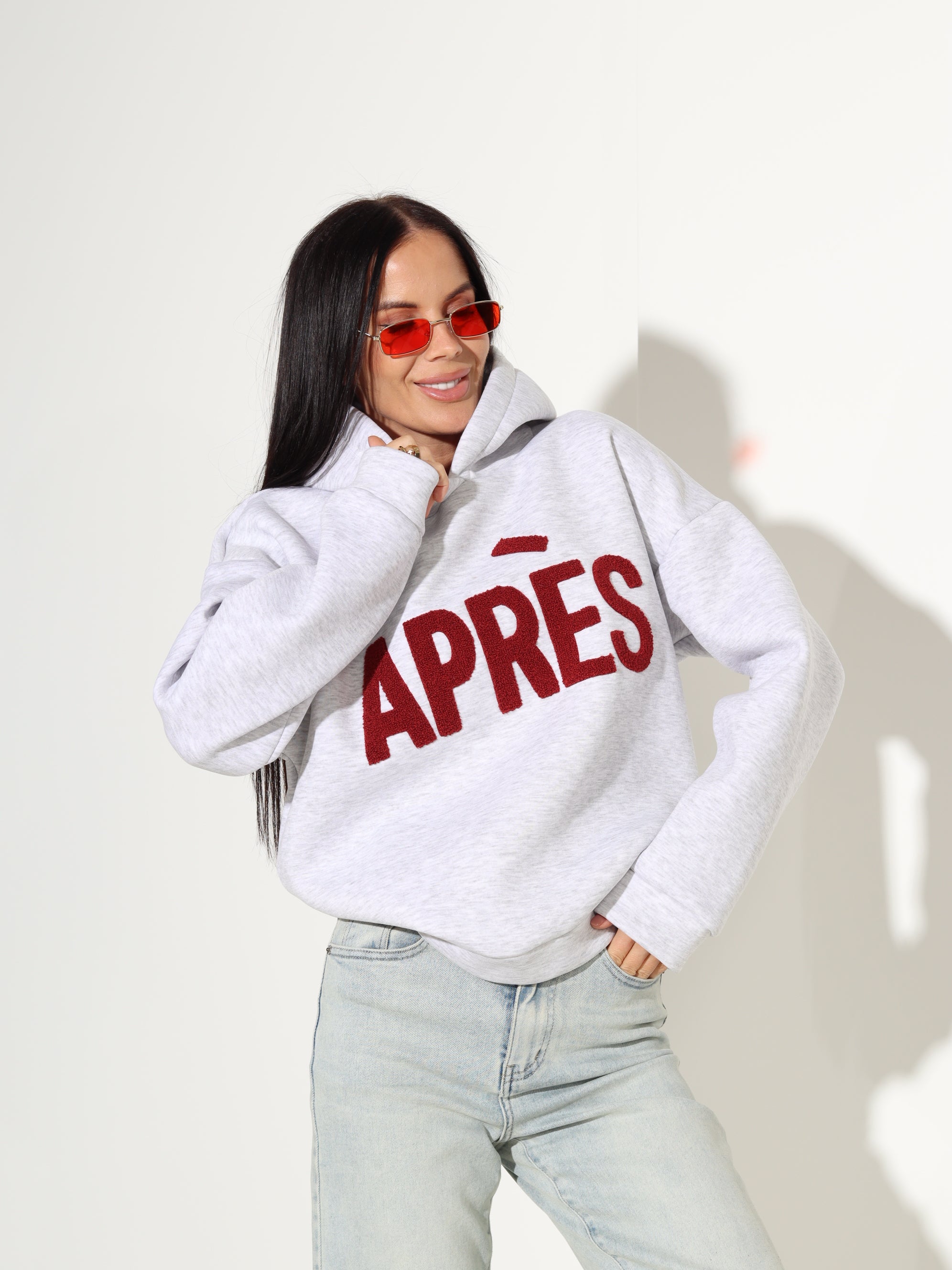 Pelēks džemperis/hūdijs "Aprēs" - 18036