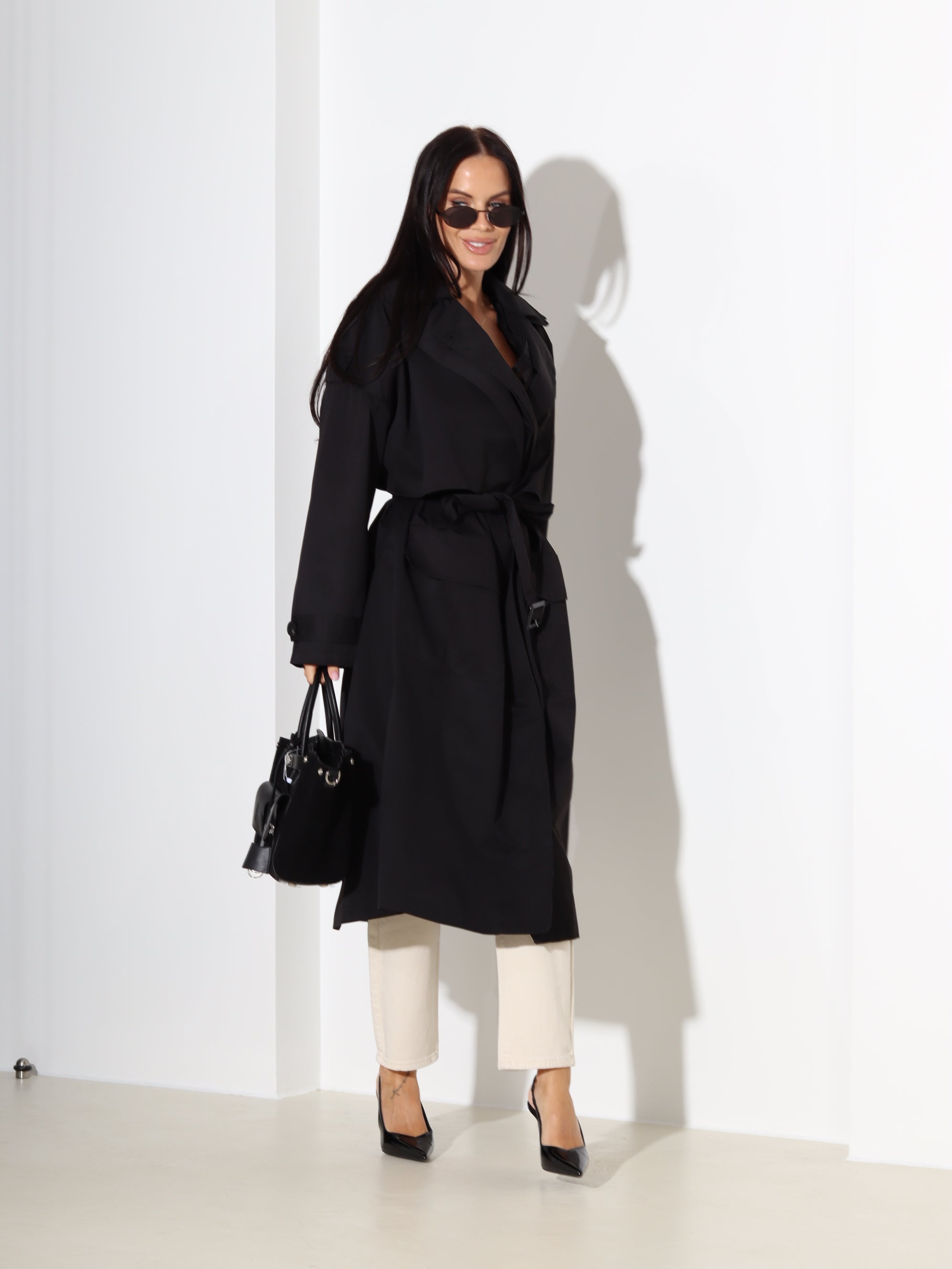 Melna, pagarināta virsjaka/trencis - 18293