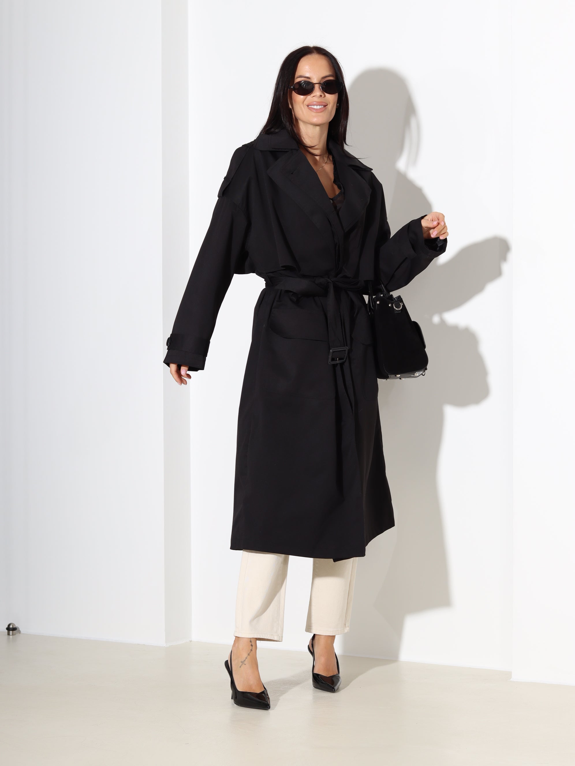 Melna, pagarināta virsjaka/trencis - 18293