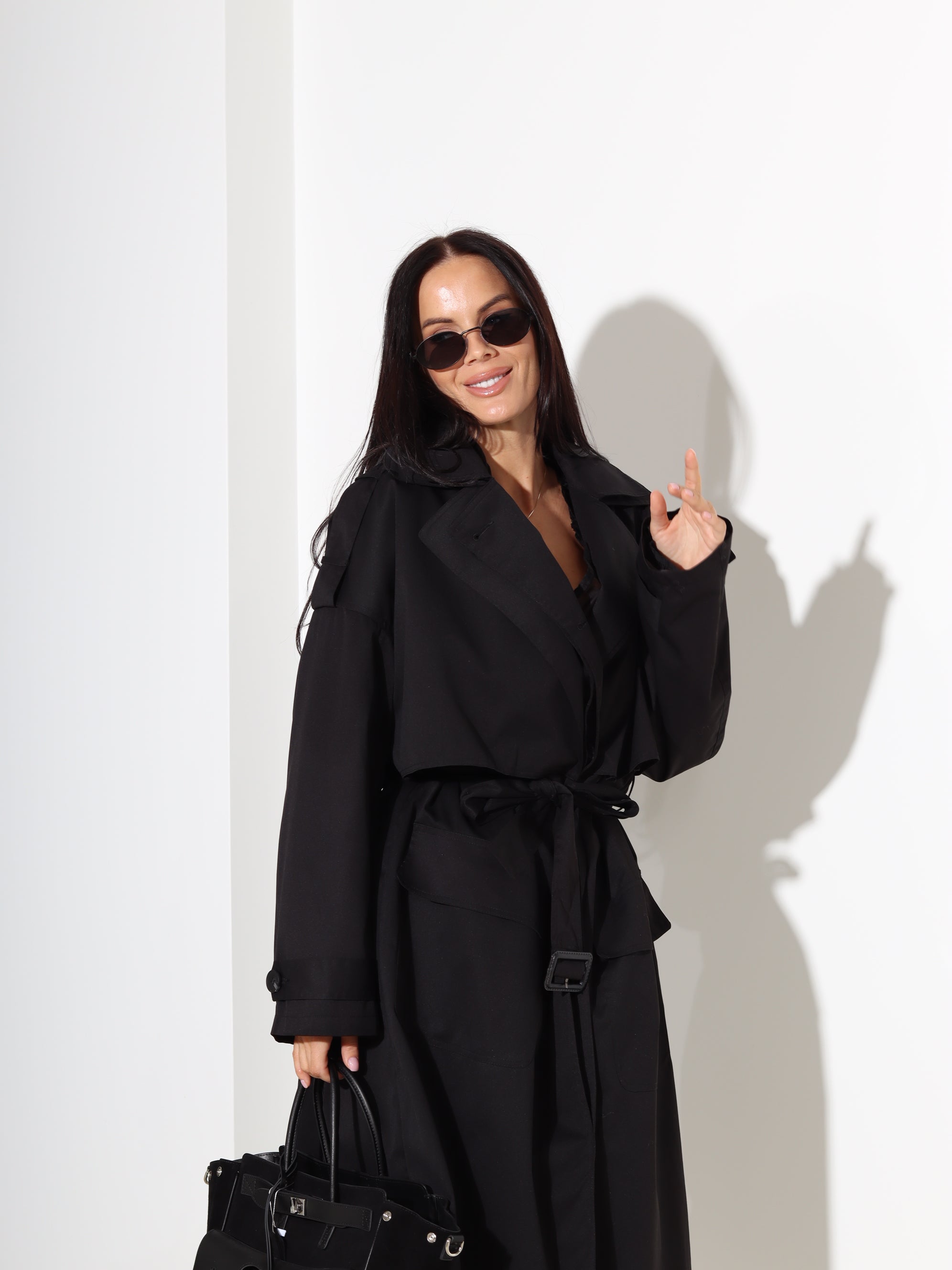 Melna, pagarināta virsjaka/trencis - 18293