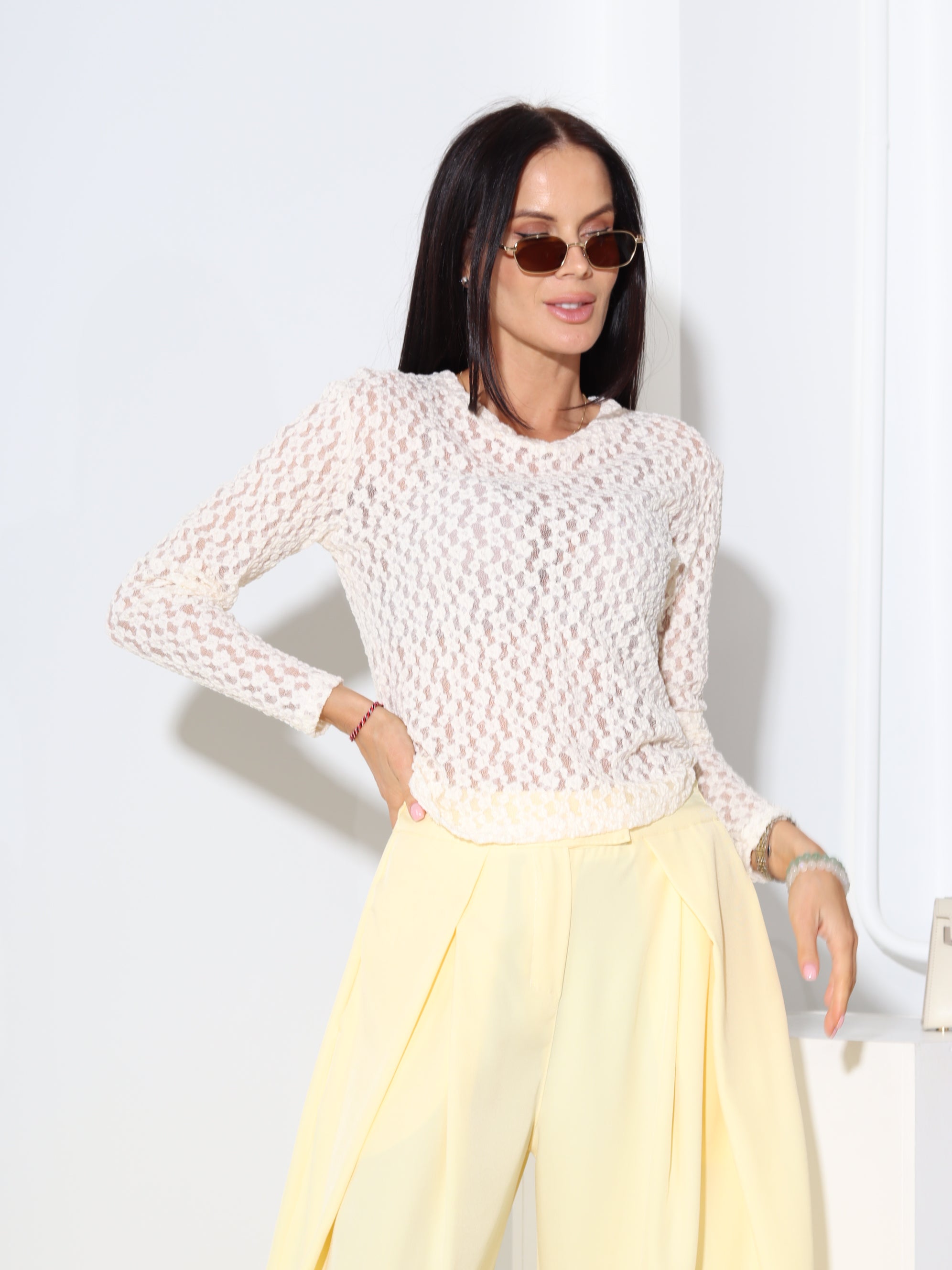 Bēšs, bieza tīkliņa tops 'Viktoria' - 18544