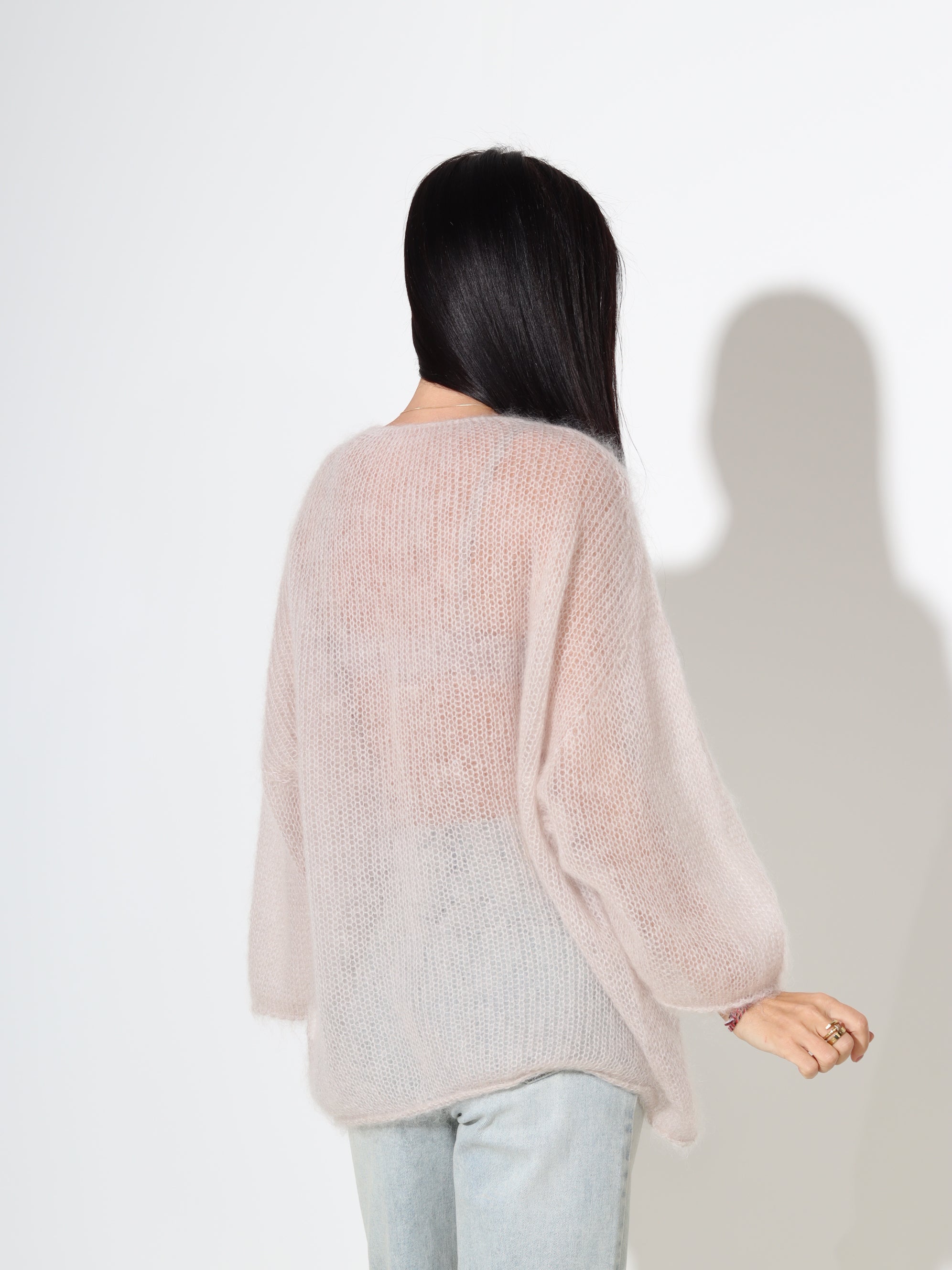 Bēšs mohēras džemperis ar 3/4 piedurkni - 18044