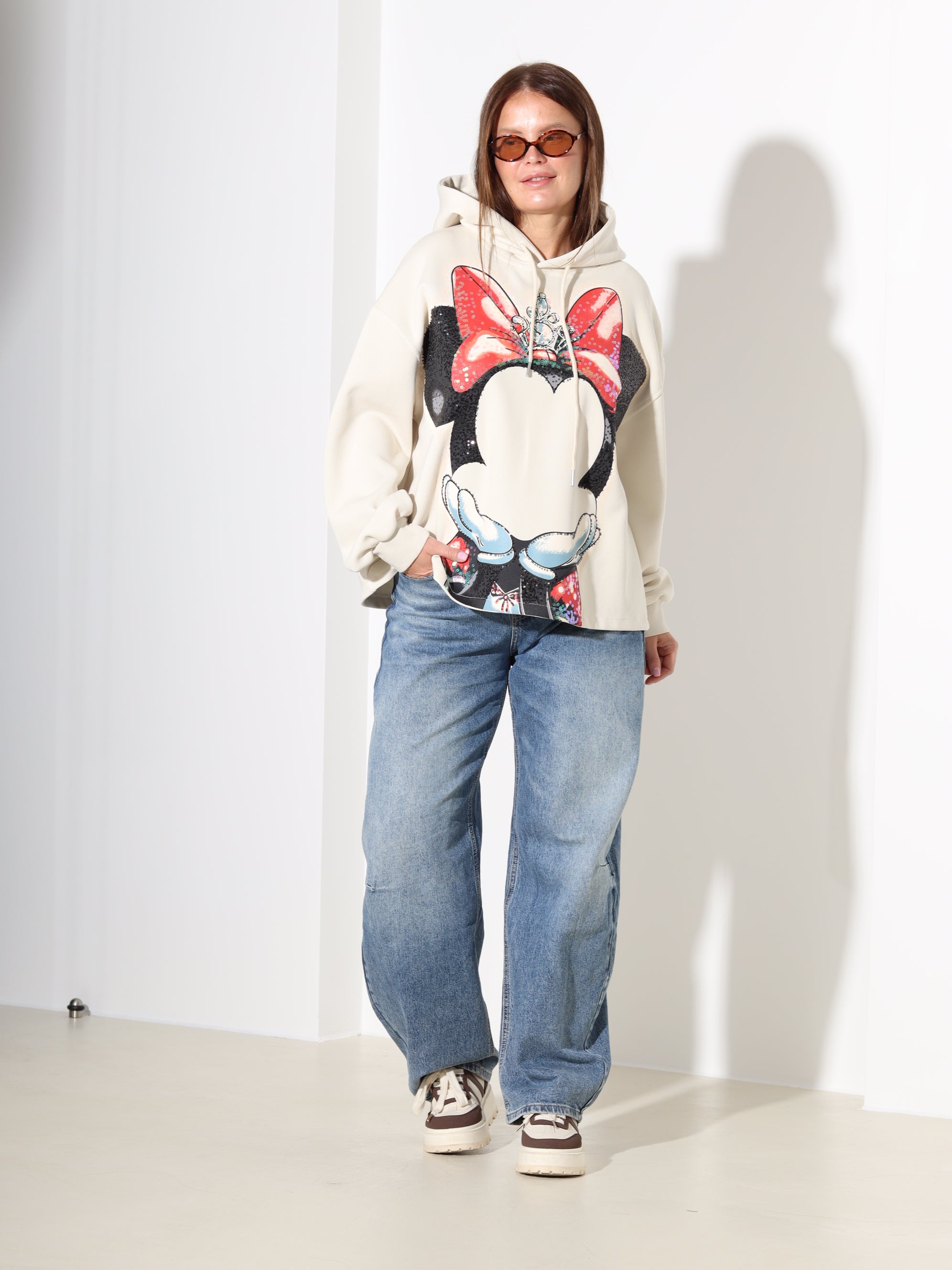 Bēšs džemperis "Minnija" ar kapuci - 18309