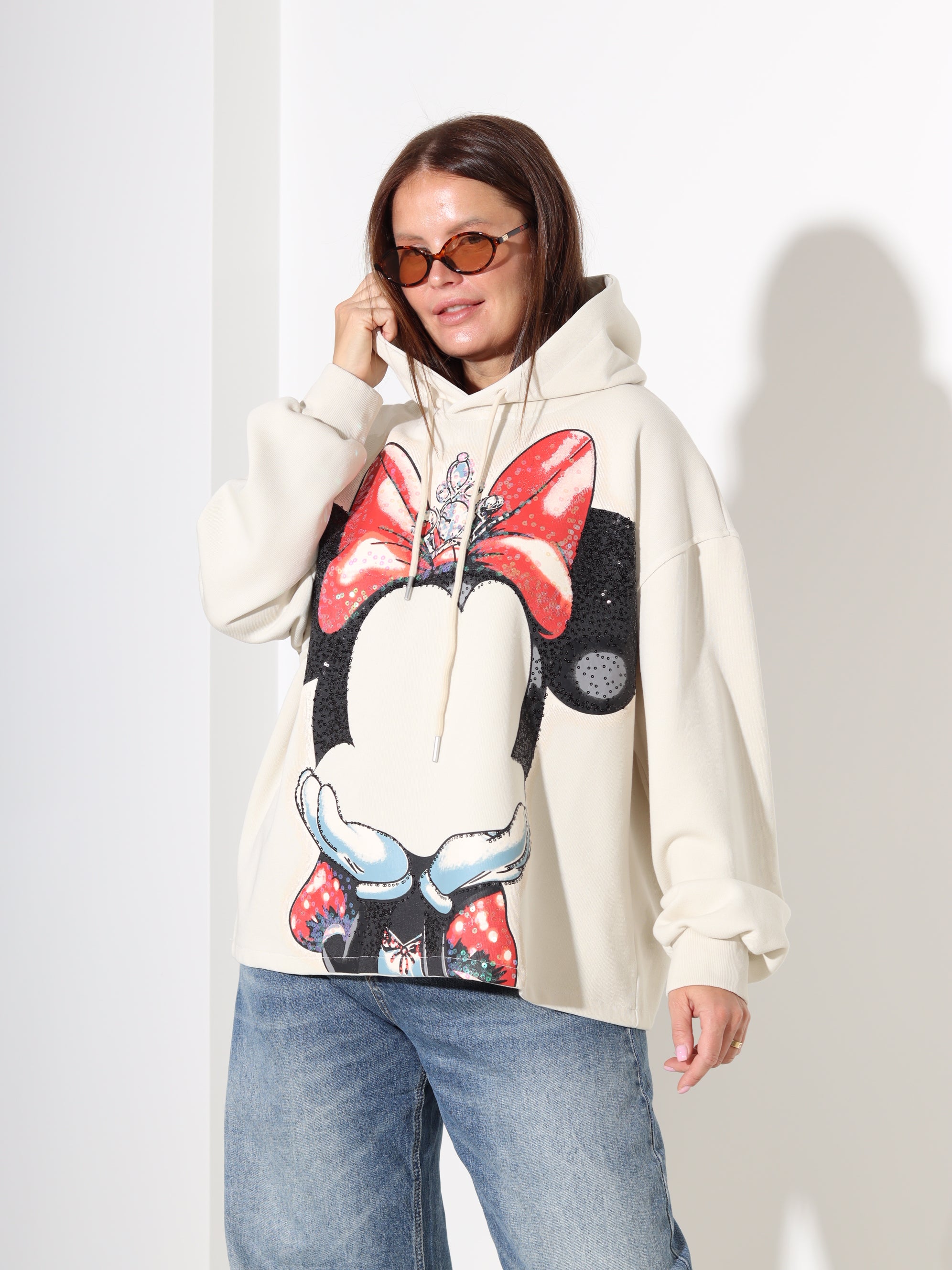 Bēšs džemperis "Minnija" ar kapuci - 18309