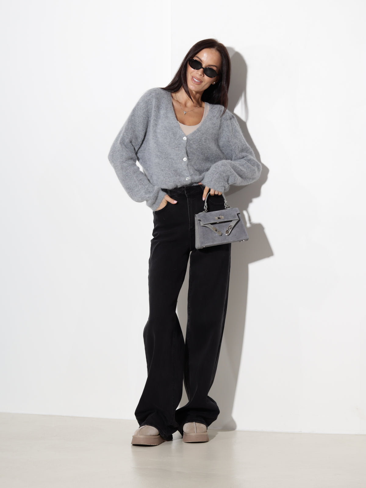 Melnas, "Dad fit", extra long džinsu bikses - 21267