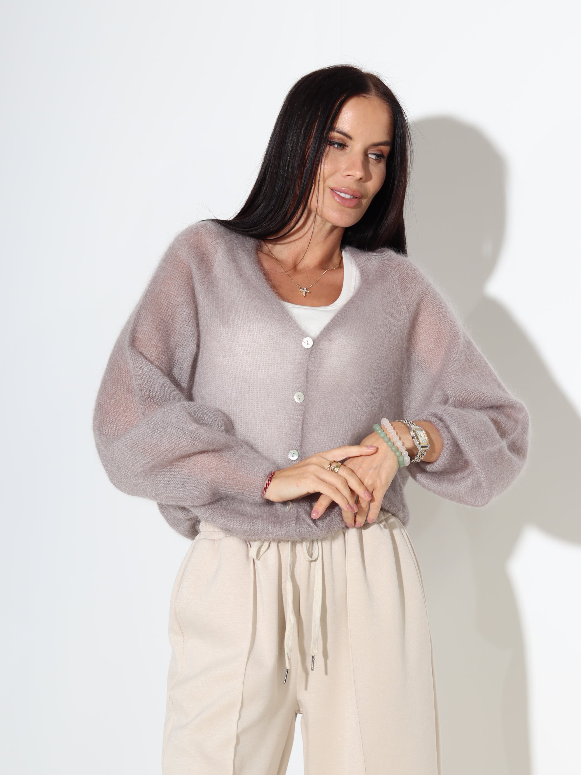 Taupes värvid, plāna lisa Mohēras jaka - 18051