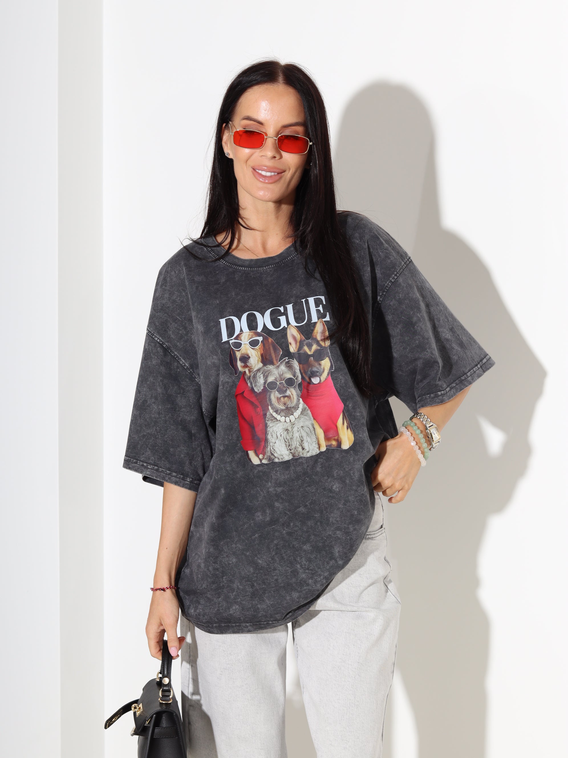 T.pelēks tops ar īsām piedurknēm 'Dogue' - 18314