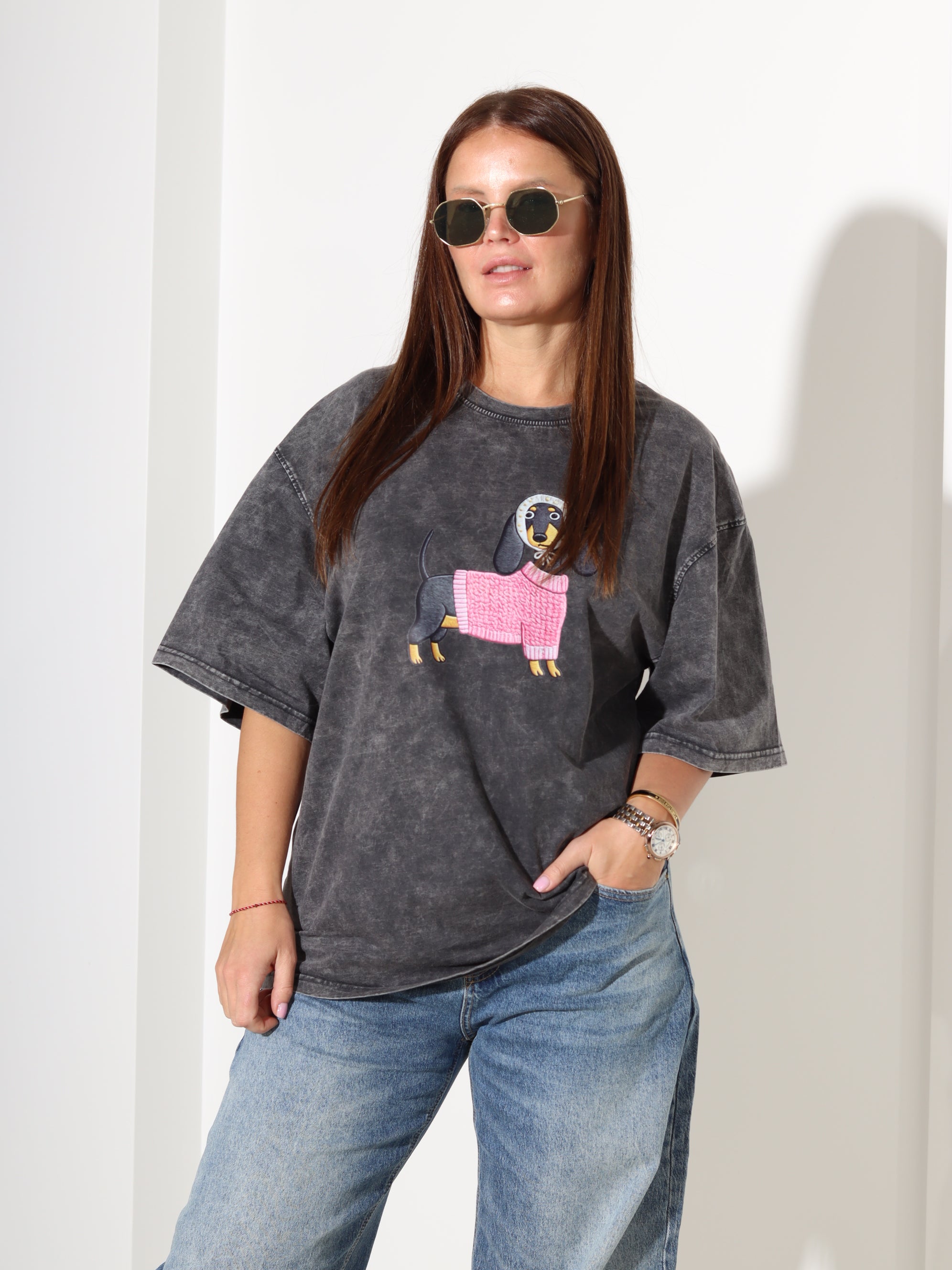 Pelēks tops ar īsām piedurknēm 'Sunītis-Taksītis' - 18318