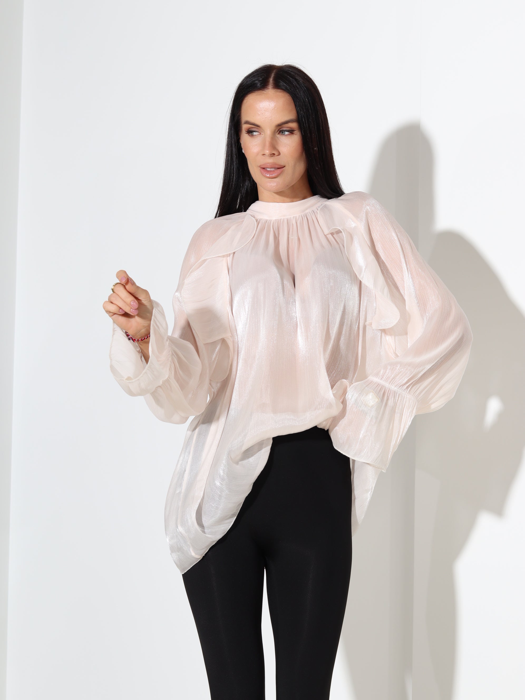 Oranža organza auduma bluze - 18074