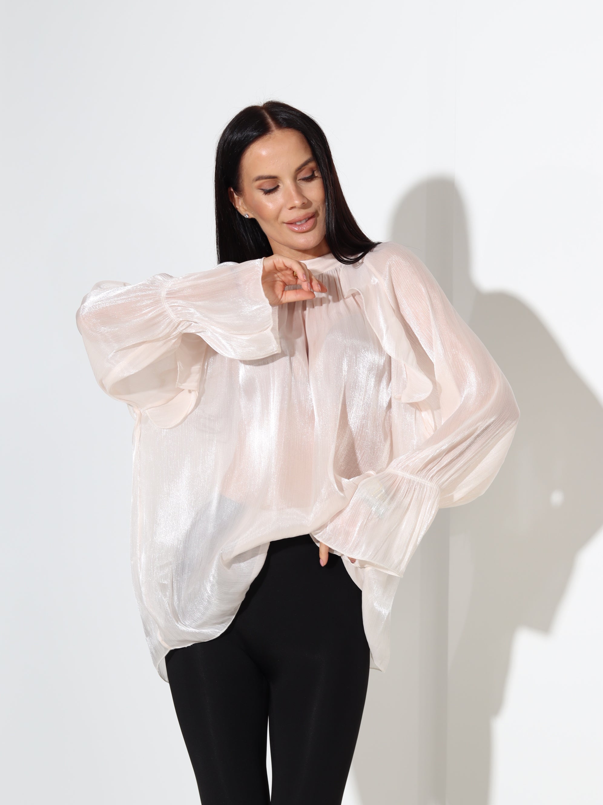 Oranža organza auduma bluze - 18074