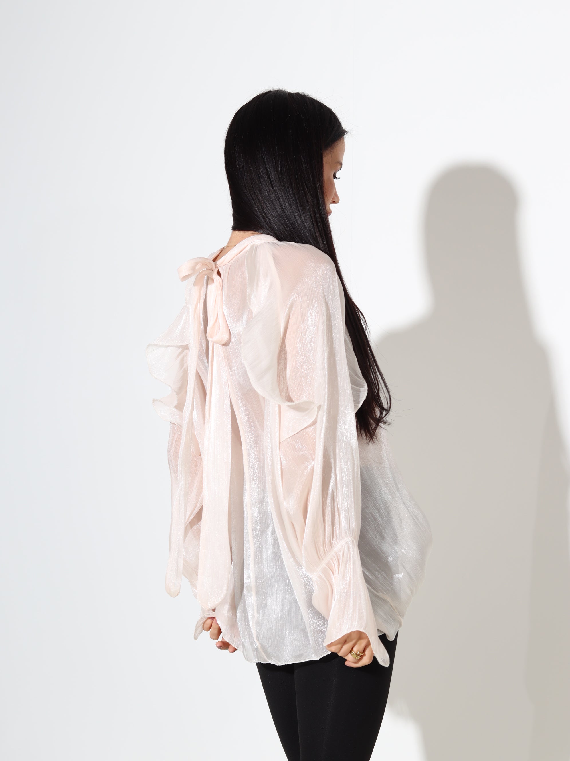 Oranža organza auduma bluze - 18074