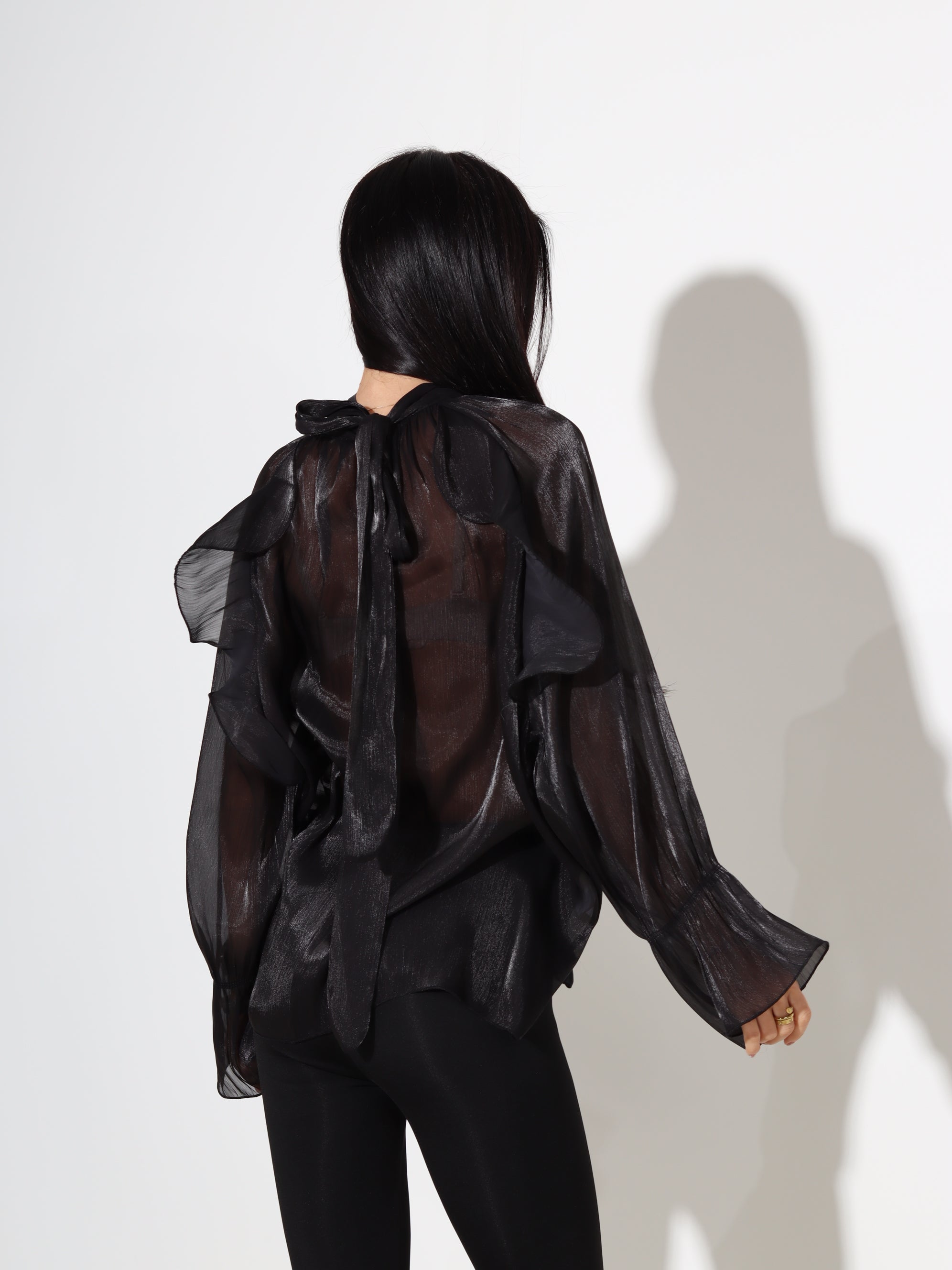 Melna organza auduma bluze - 18076