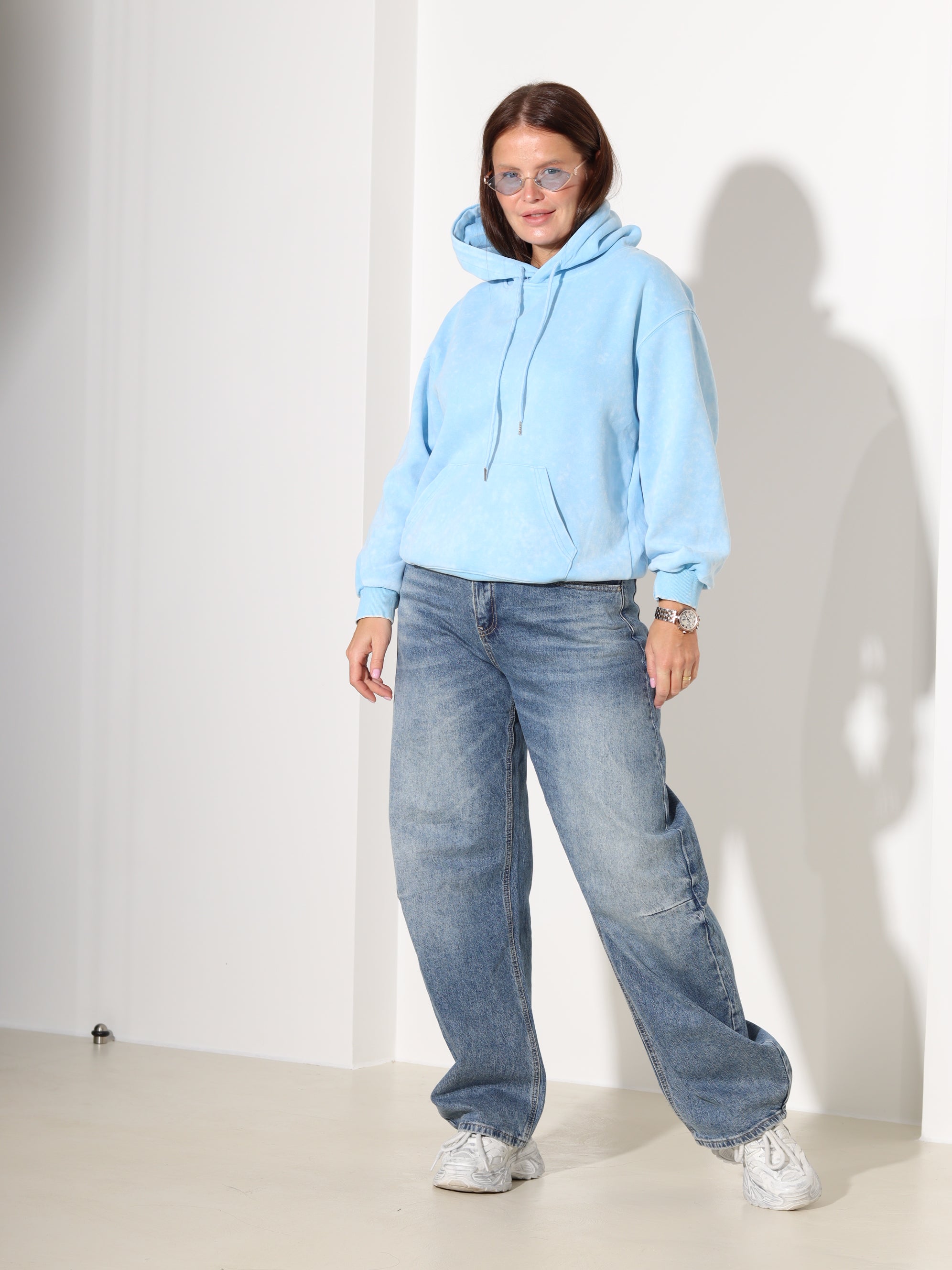 Zils batikots džemperis/hūdijs - 18348