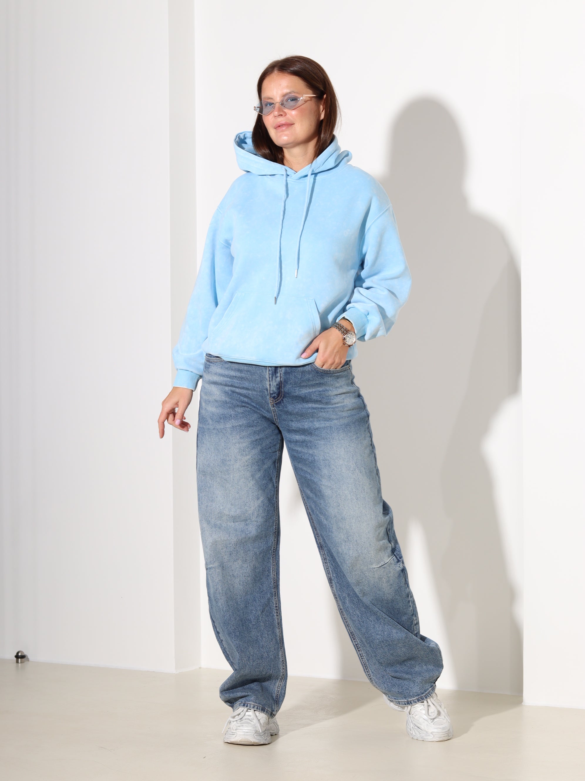 Zils batikots džemperis/hūdijs - 18348