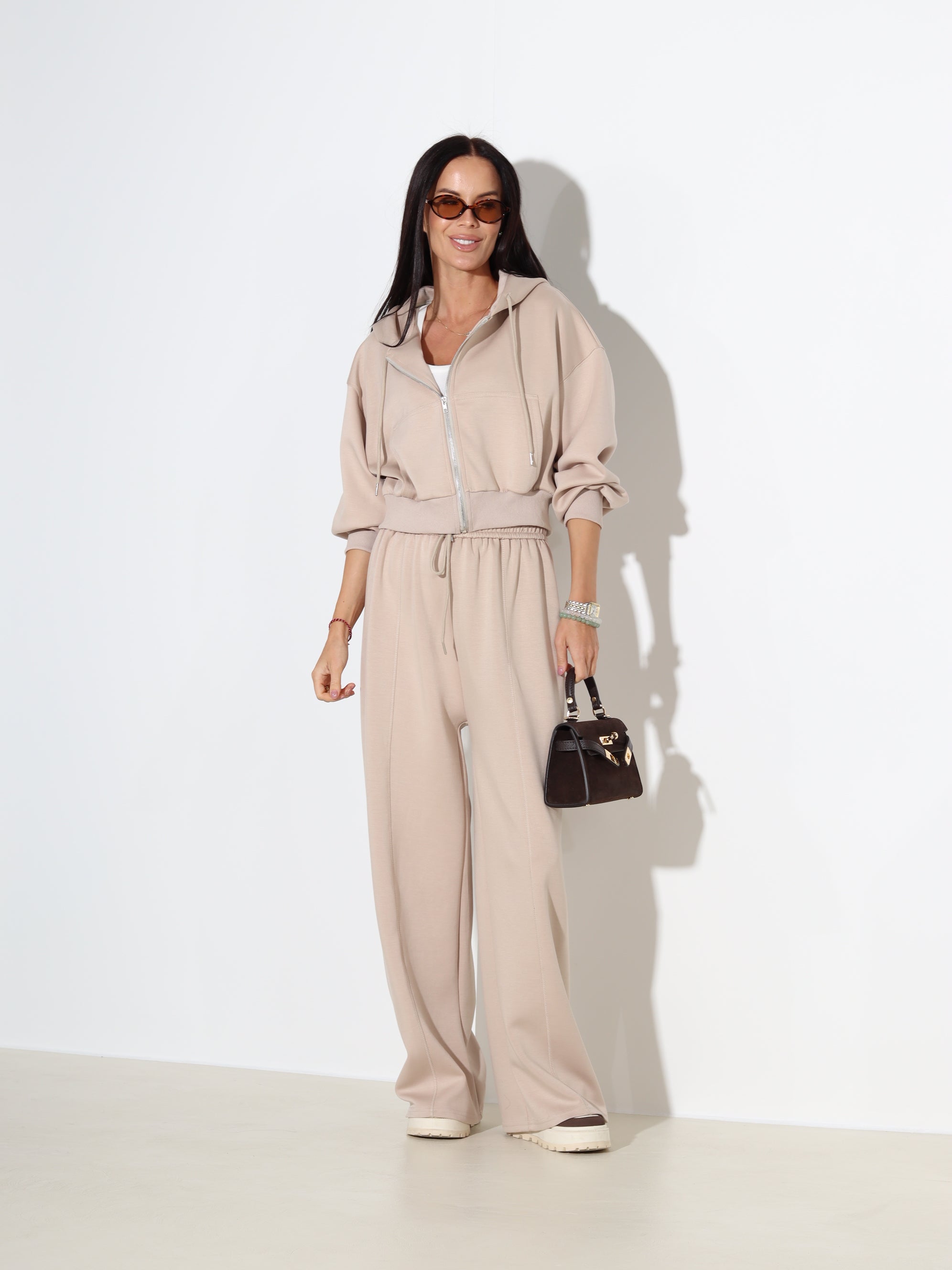 Bēšs 2daļīgs komplekts, sportlik stil - 18063