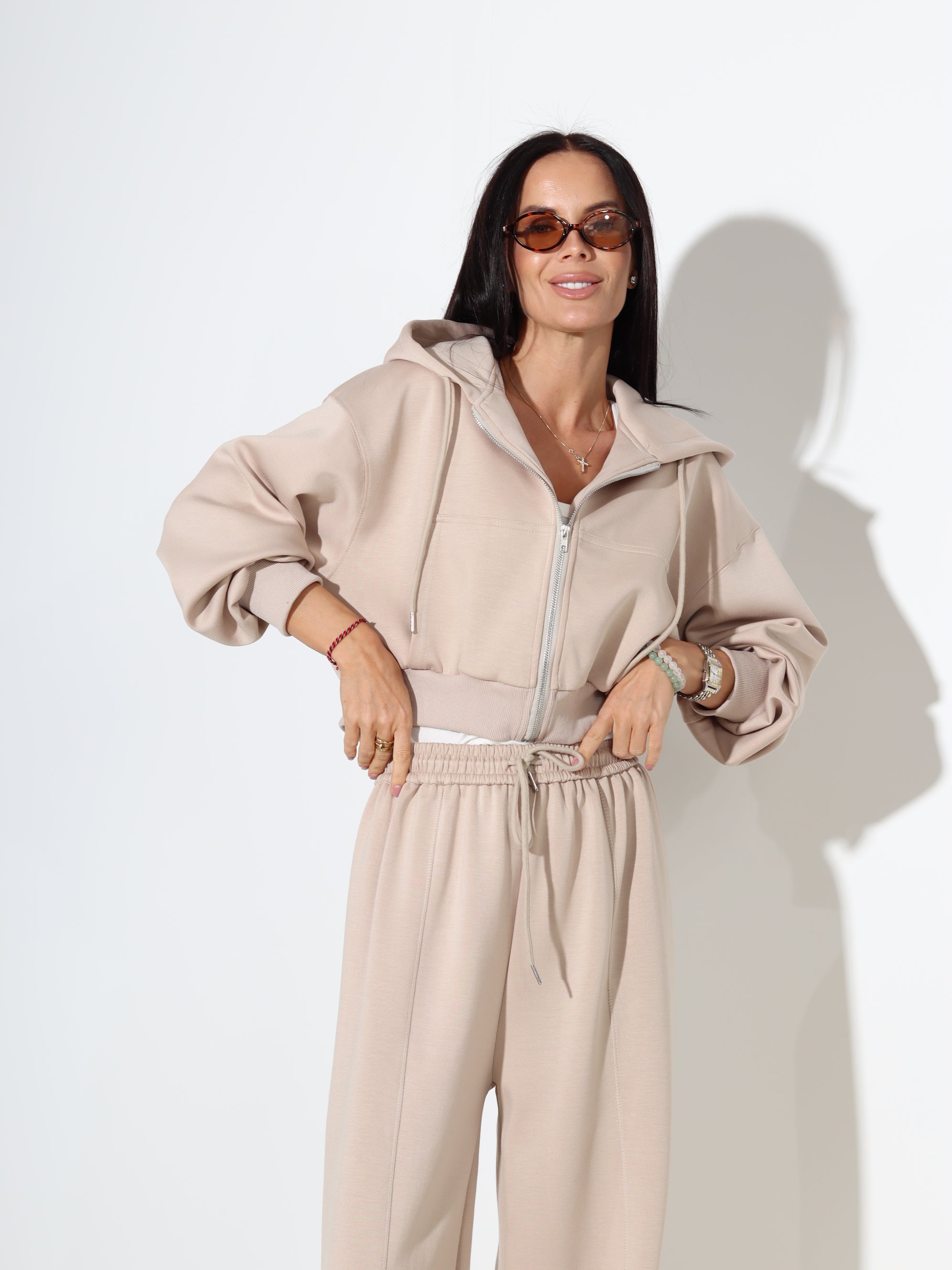 Bēšs 2daļīgs komplekts, sportlik stil - 18063