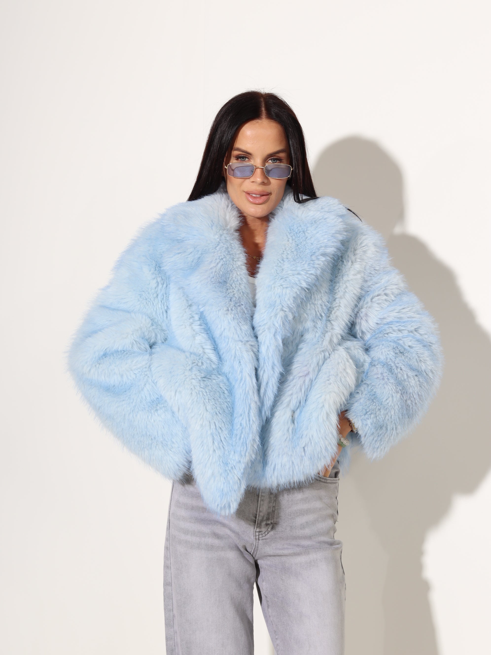 Debess zilā tonī īss kažoks - 18082