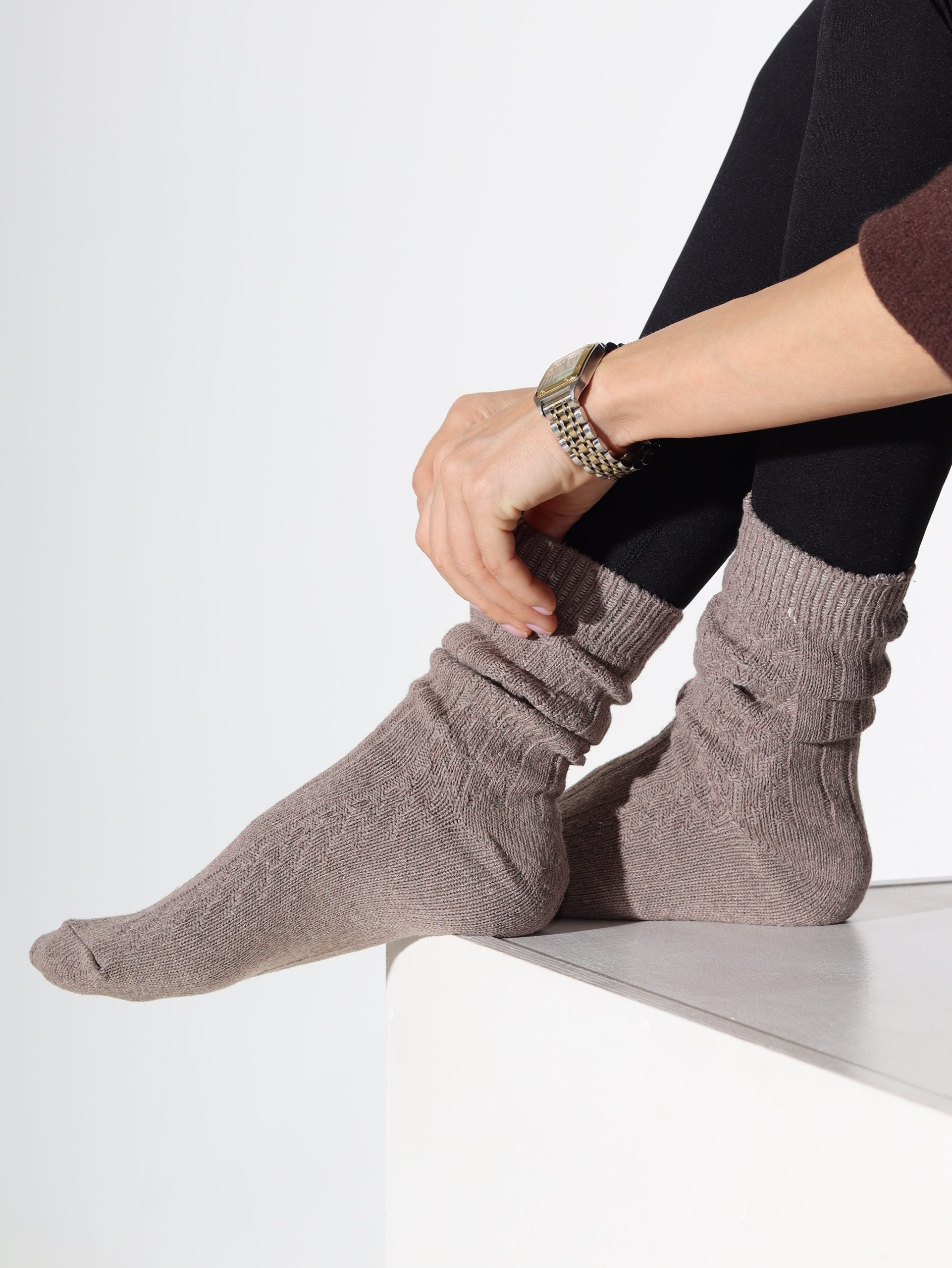 Alpakas pusgarās zeķes 3in1 (pelēks+taupe+brūns) - 16877