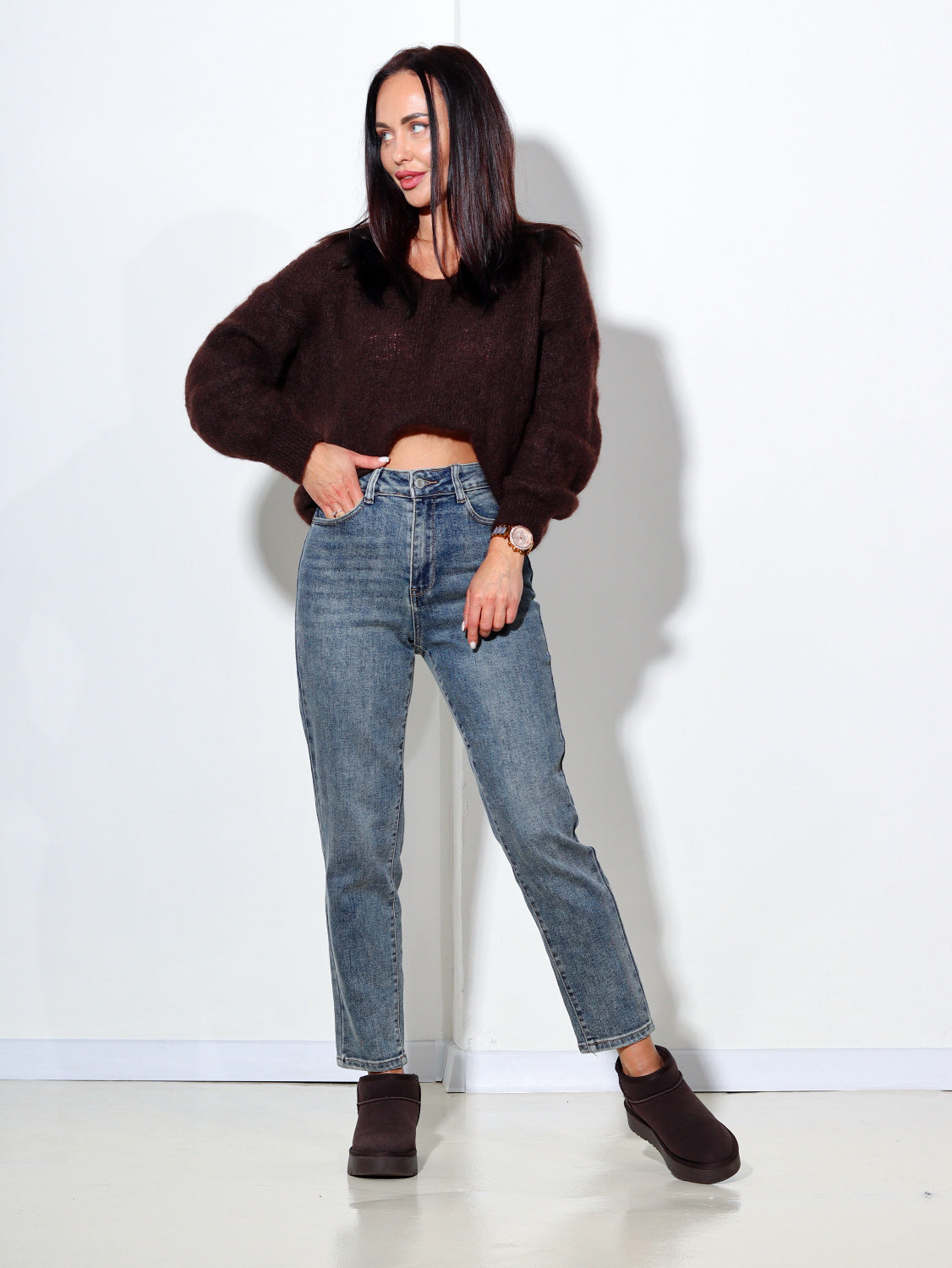 Zilas džinsa bikses "Mom stretch'' - 13872