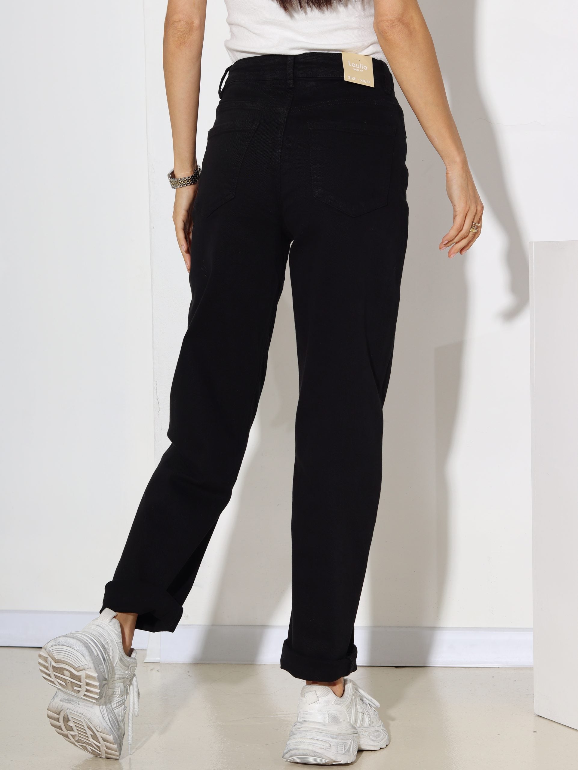 Melnas 'Mom fit' džinsa bikses, Laulia - 16449