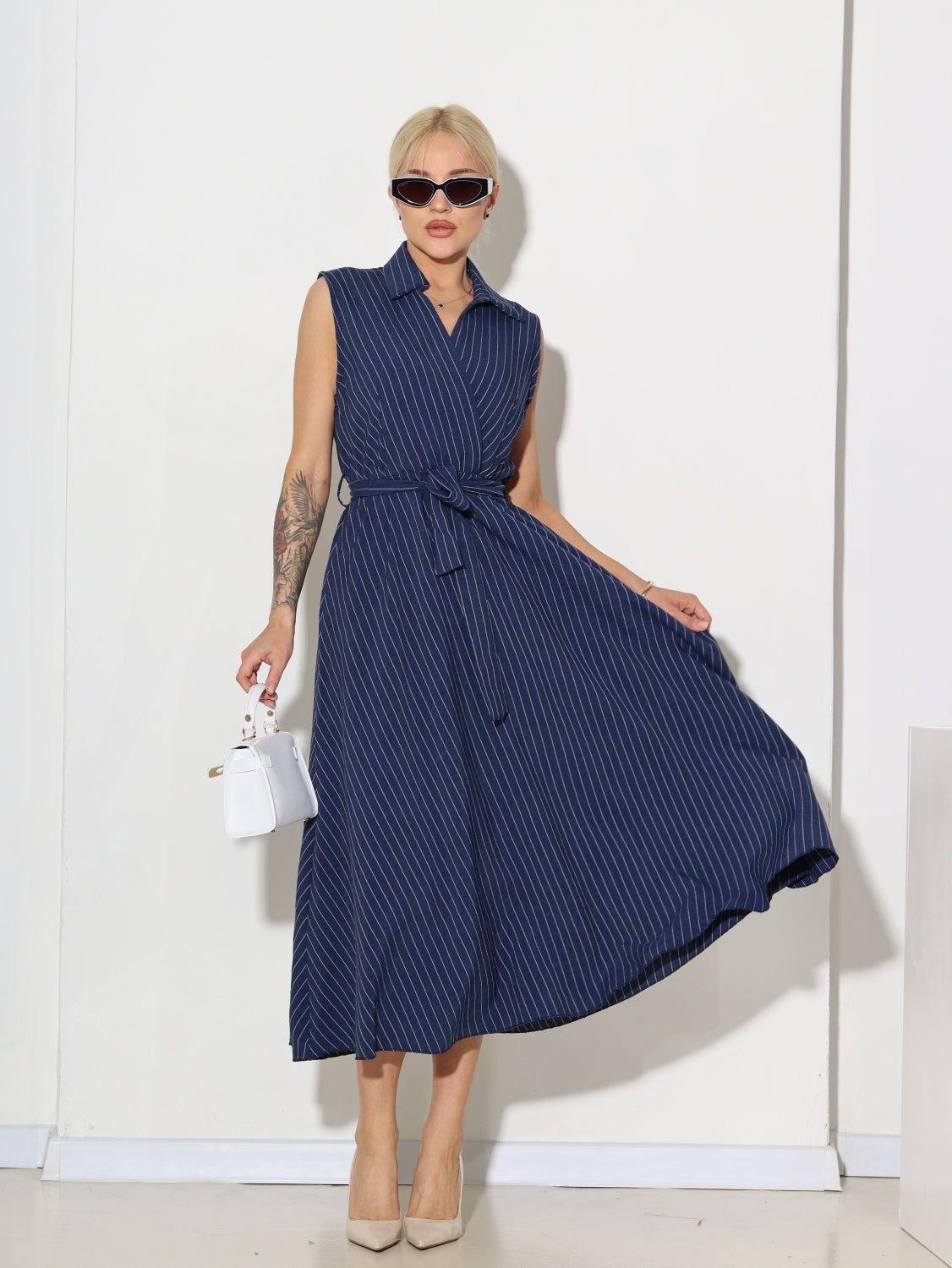 Zila midi garuma kleita bez piedurknēm - 15045