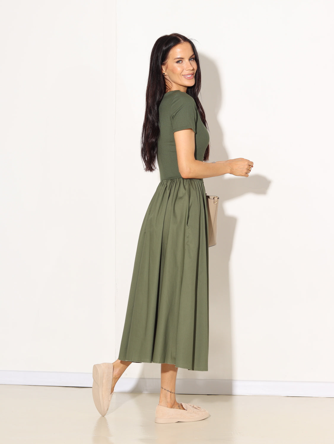 Zaļa midi kleita ar topa augšdaļu -  15105