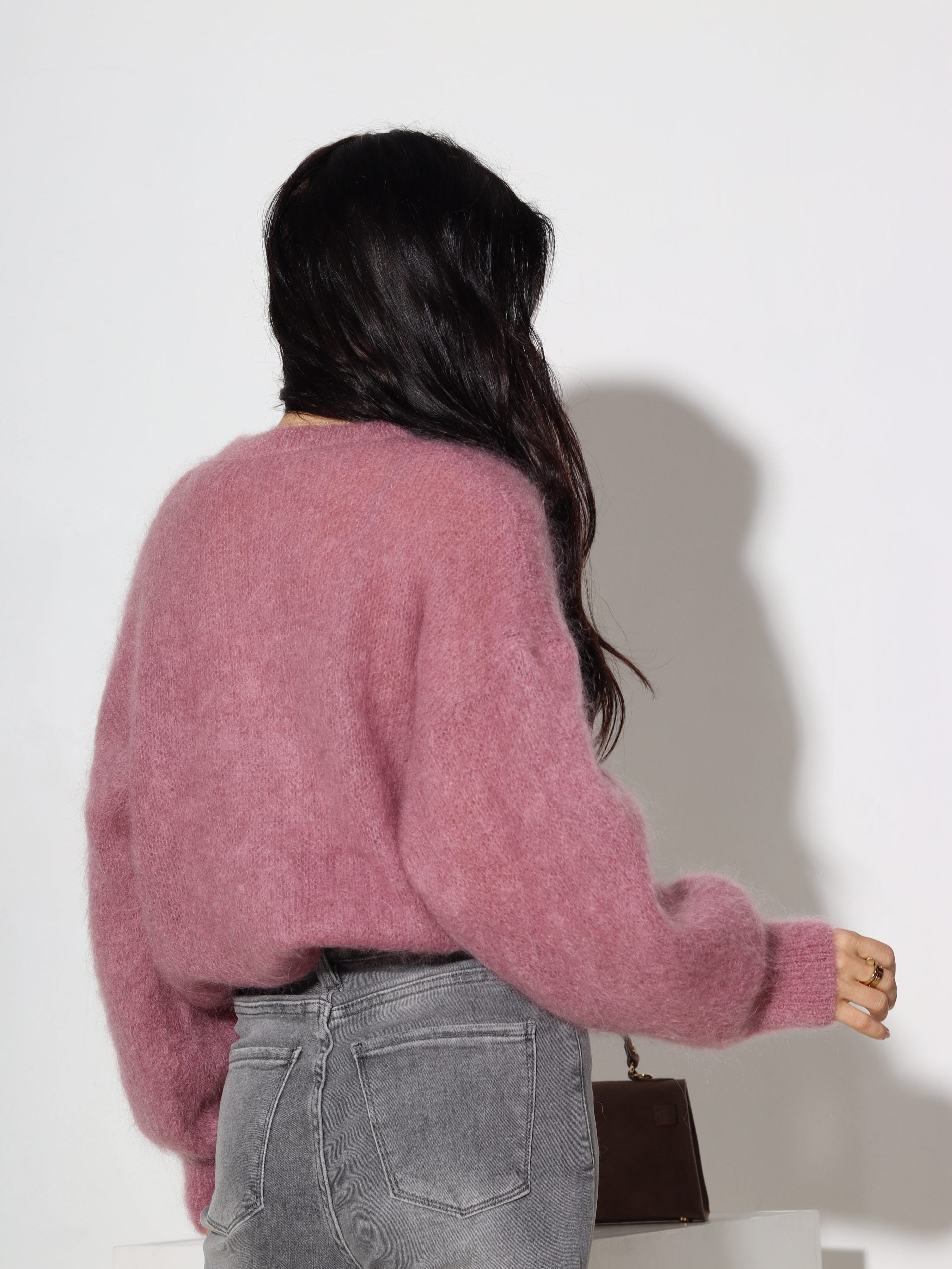 Tumši rozā, brīva piegriezuma, pogājama Mohēras jaka - 16465