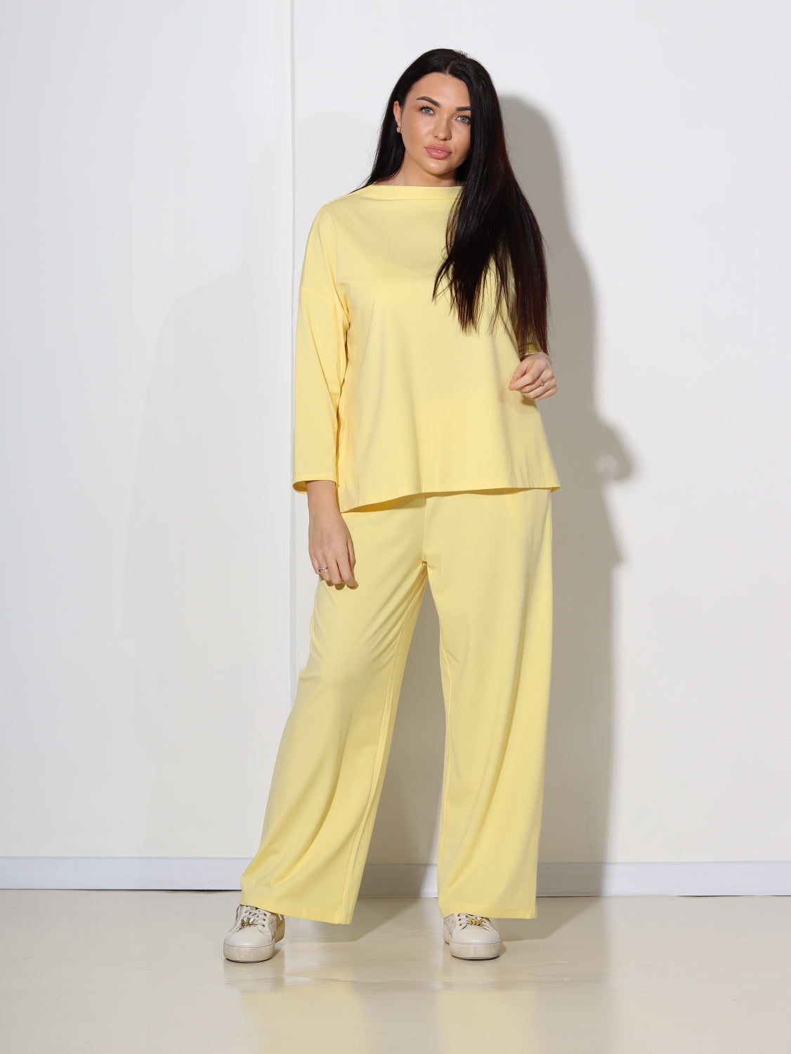 Dzeltenas, brīvi krītošas, lielizmēra bikses - 13996