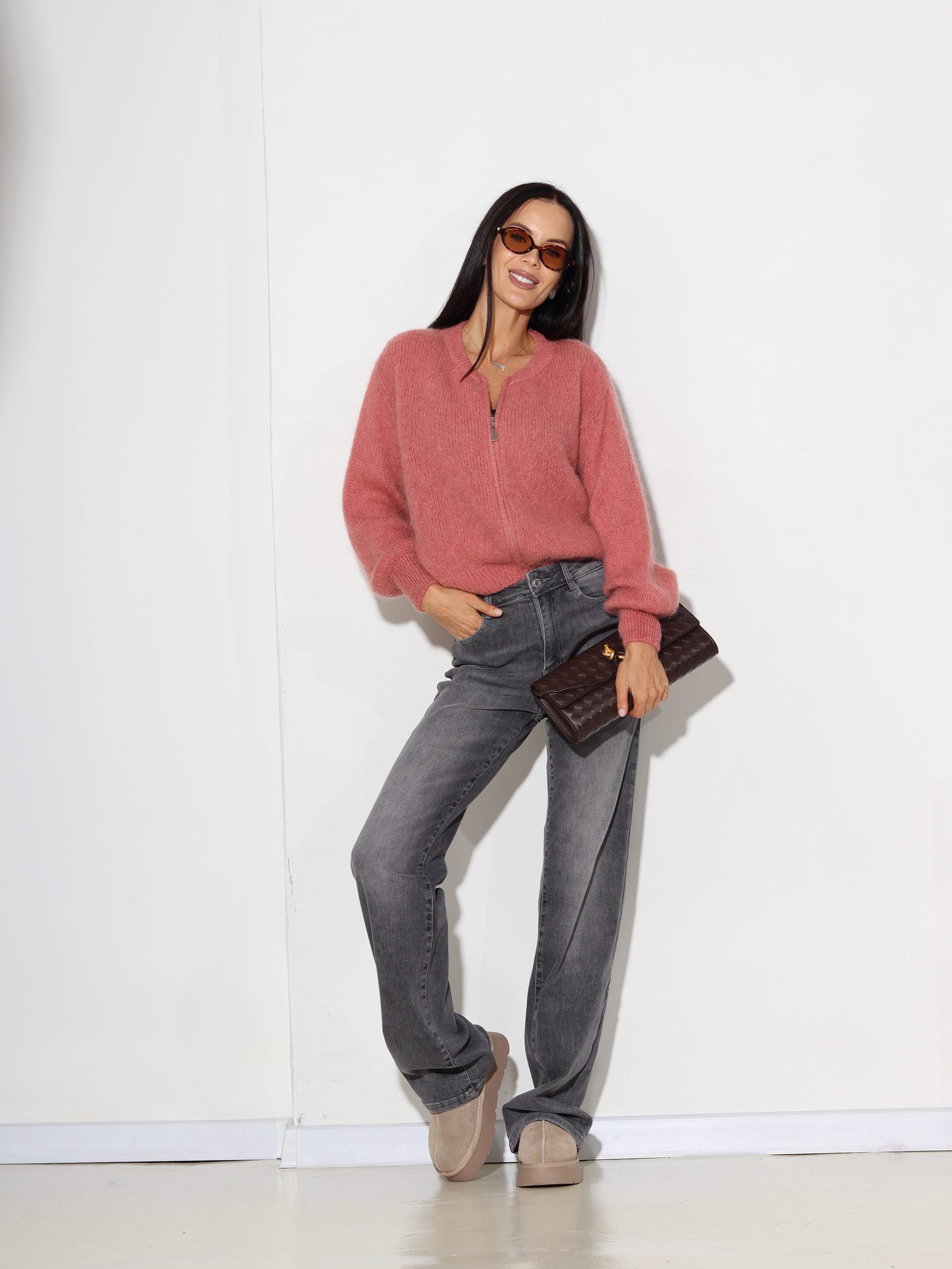 Veci rozā jaciņa bez kapuces ar rāvējslēdzēju (mohēra sastāvā) - 16234