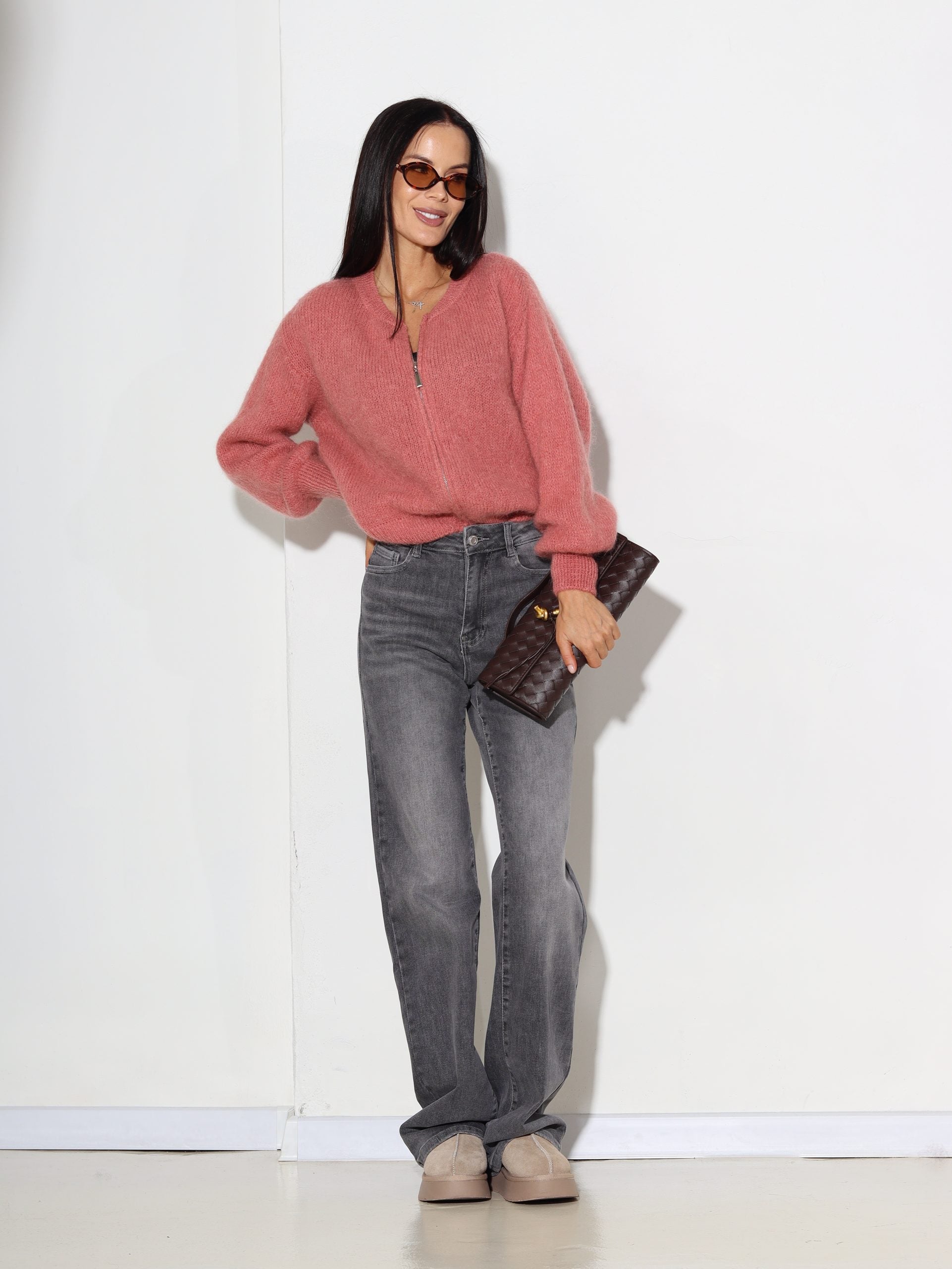 Veci rozā jaciņa bez kapuces ar rāvējslēdzēju (mohēra sastāvā) - 16234