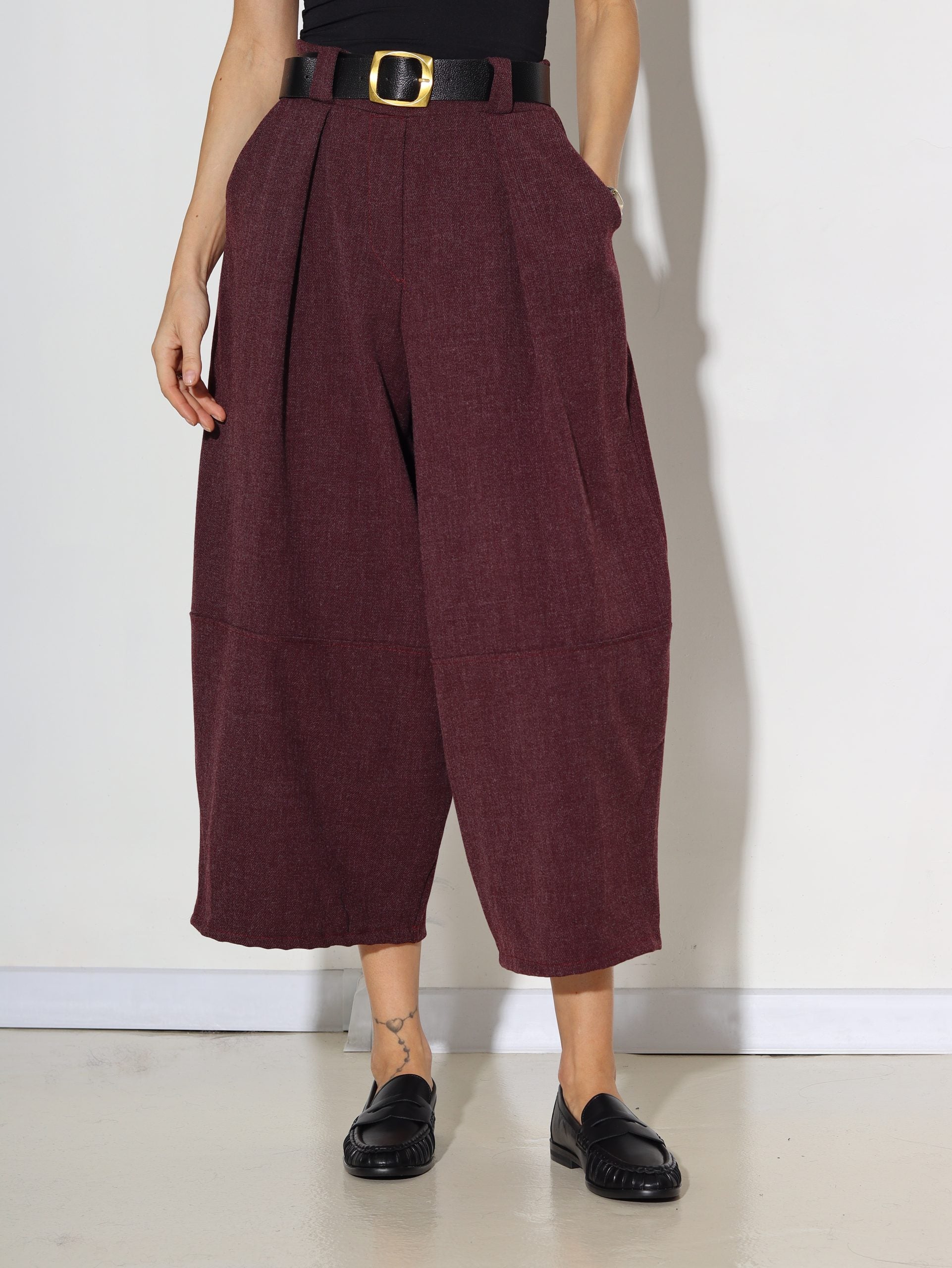 Tumši violetas krāsas  ,,kapri'' tipa bikses - 16857