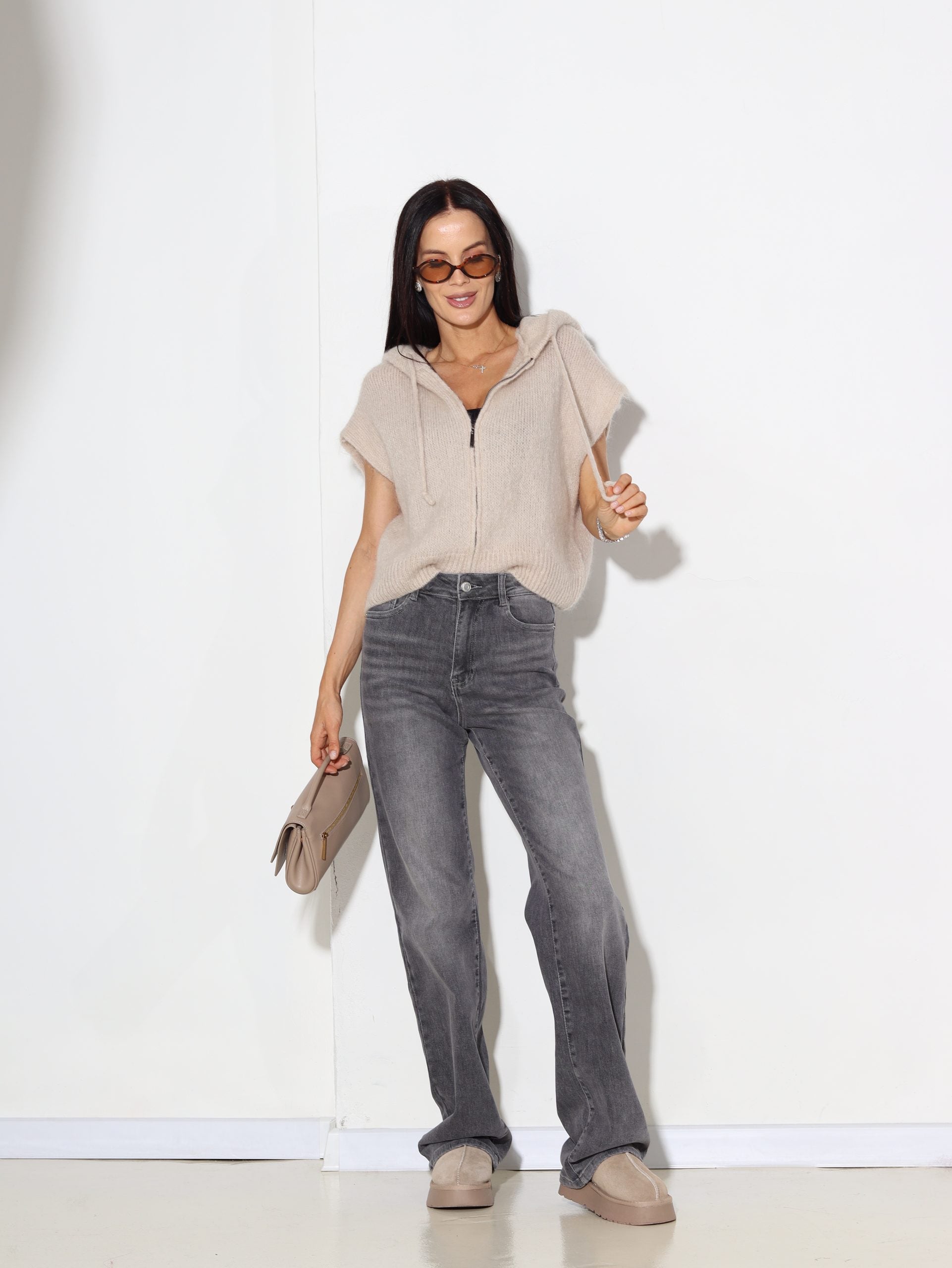 Bēša veste ar kapuci+ rāvējslēdzējs (mohēra sastāvā) - 16237