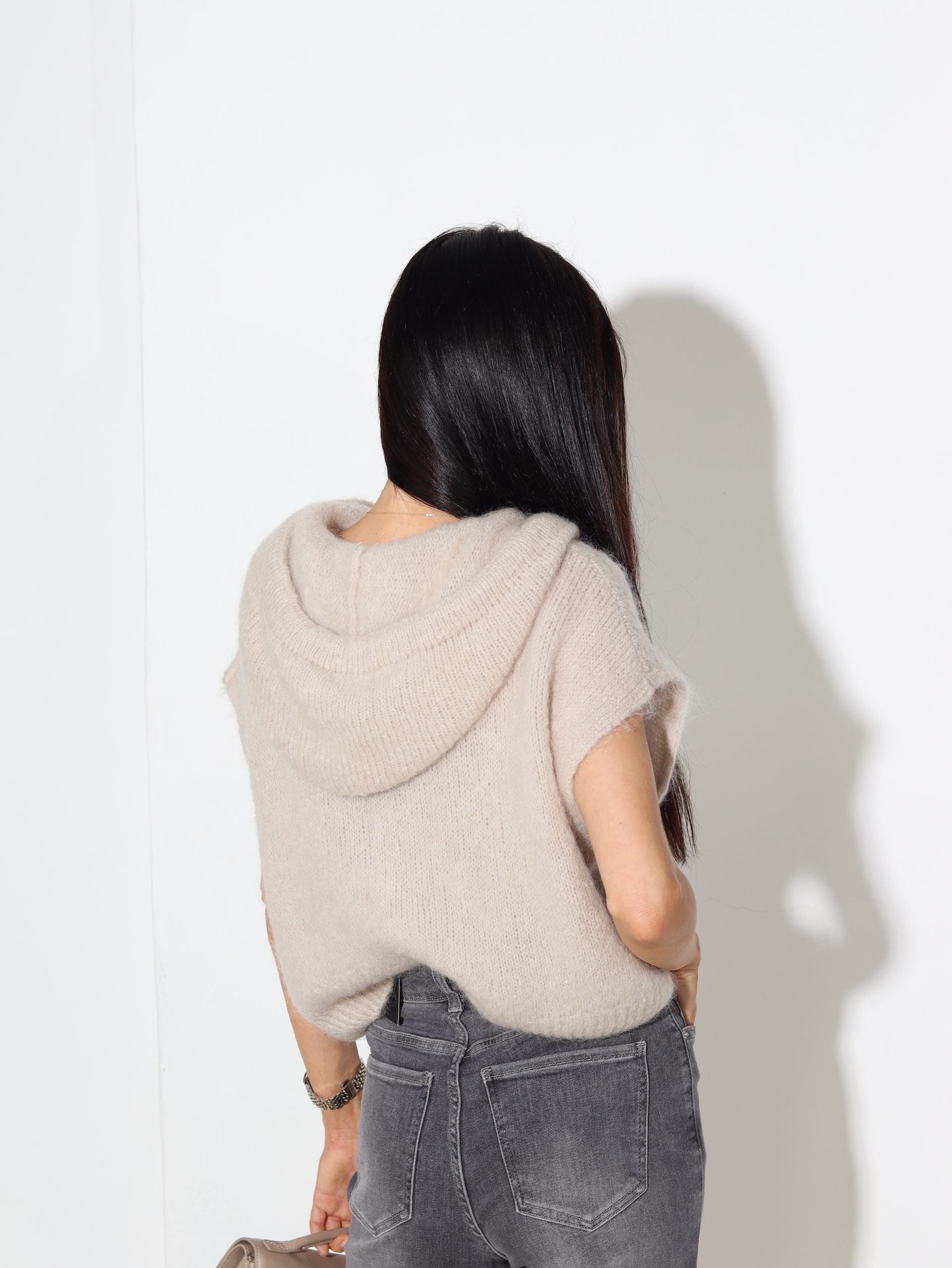 Bēša veste ar kapuci+ rāvējslēdzējs (mohēra sastāvā) - 16237