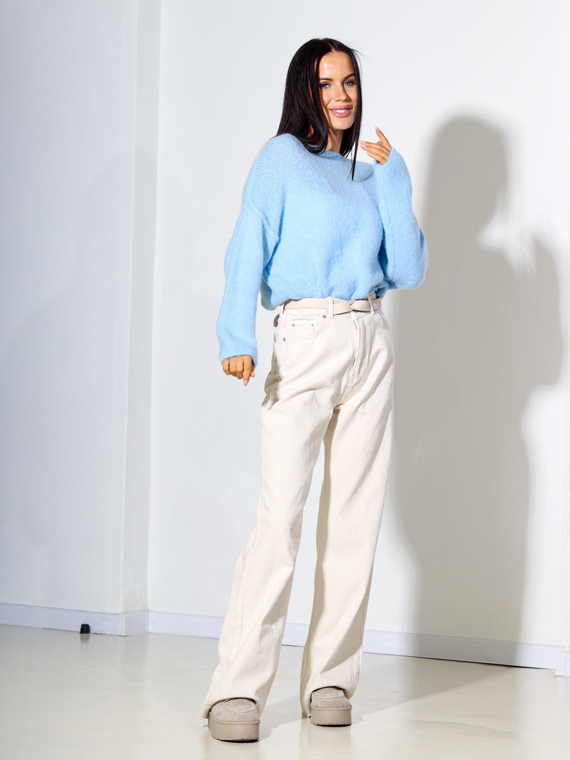 Zila smalkas alpakas adījuma džemperis - 14097