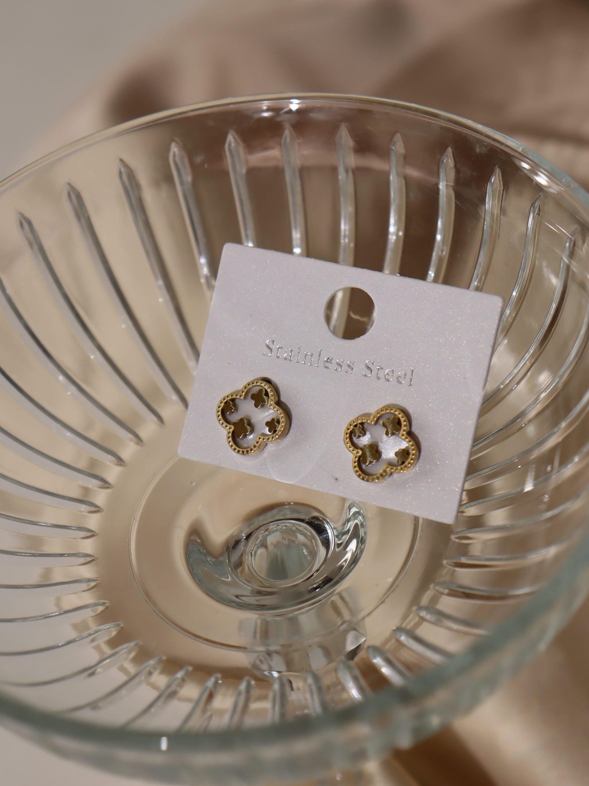 Zelta krāsas auskari "Ziediņš 4in1" - 17138