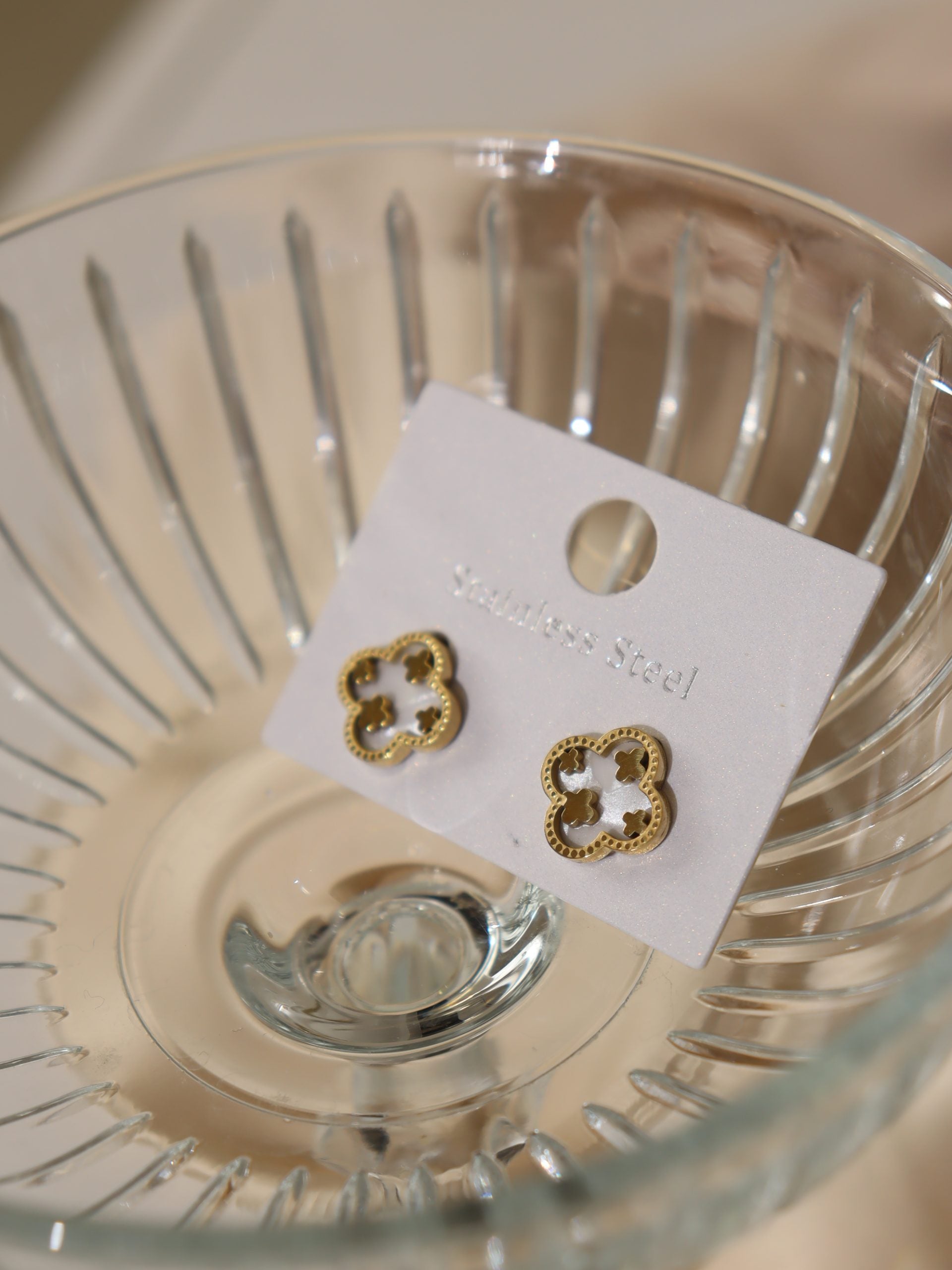 Zelta krāsas auskari "Ziediņš 4in1" - 17138