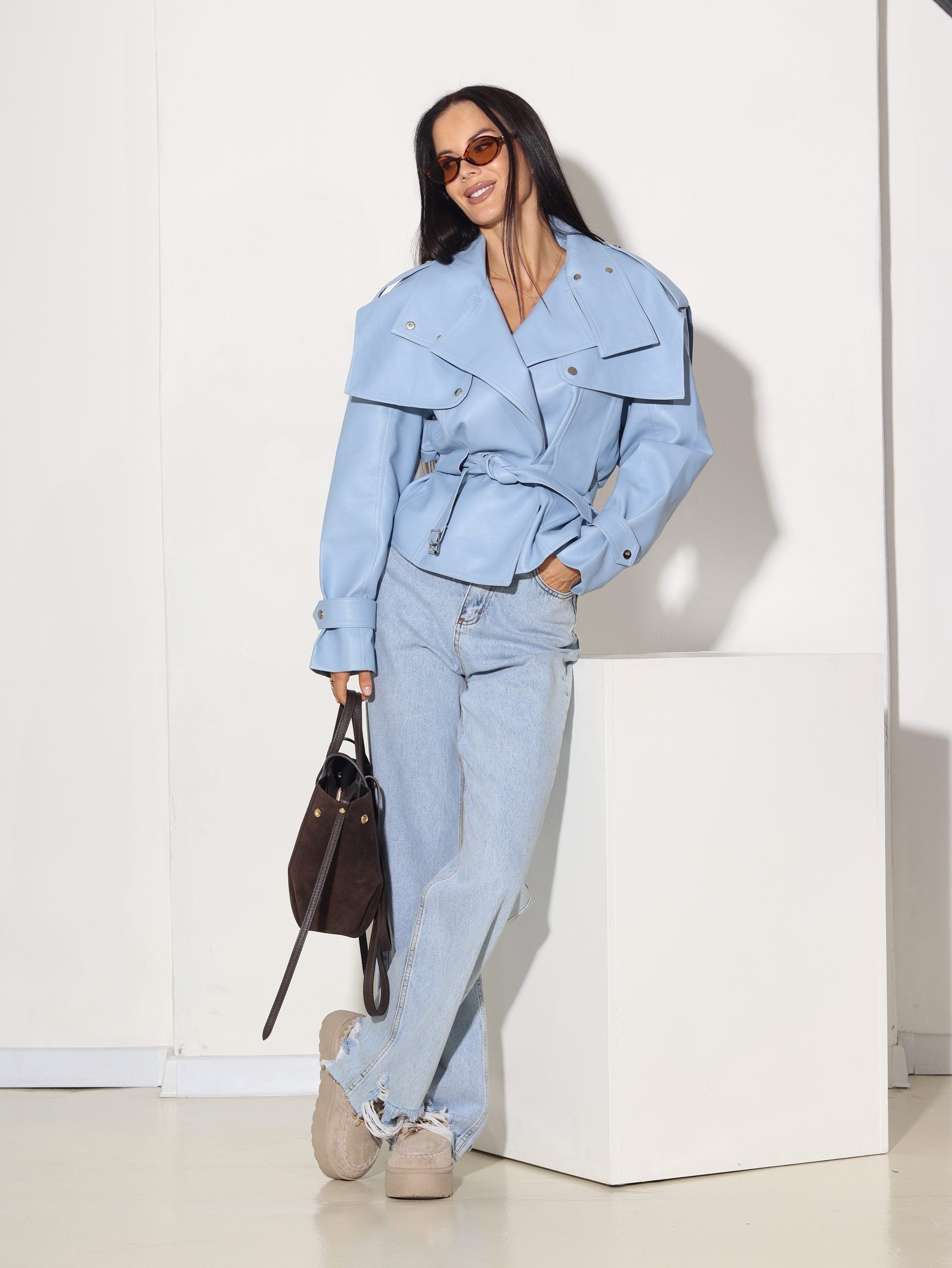 Zila, īsa m/ā virsjaka oversize ar pleca akcentu - 15840