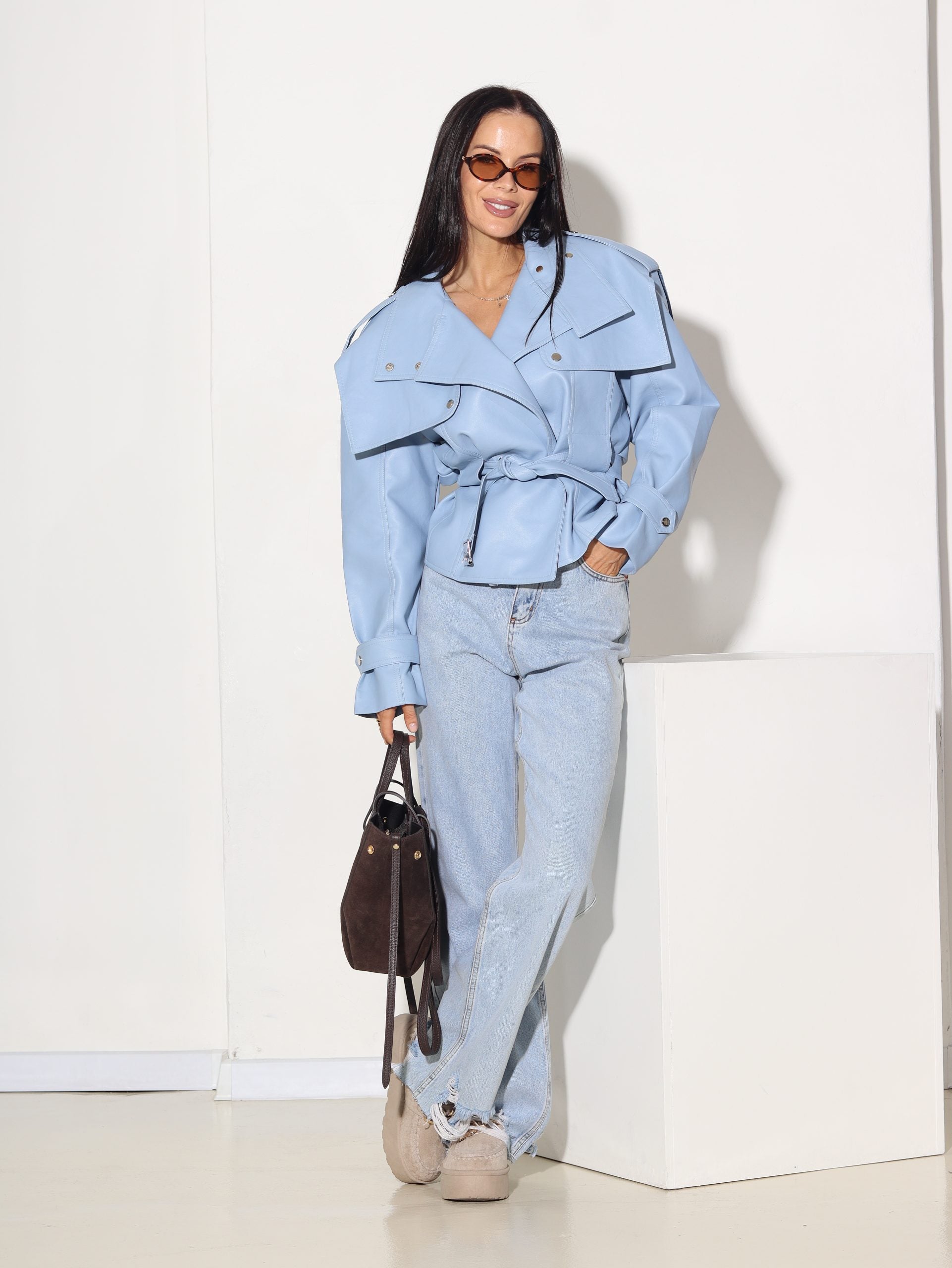 Zila, īsa m/ā virsjaka oversize ar pleca akcentu - 15840