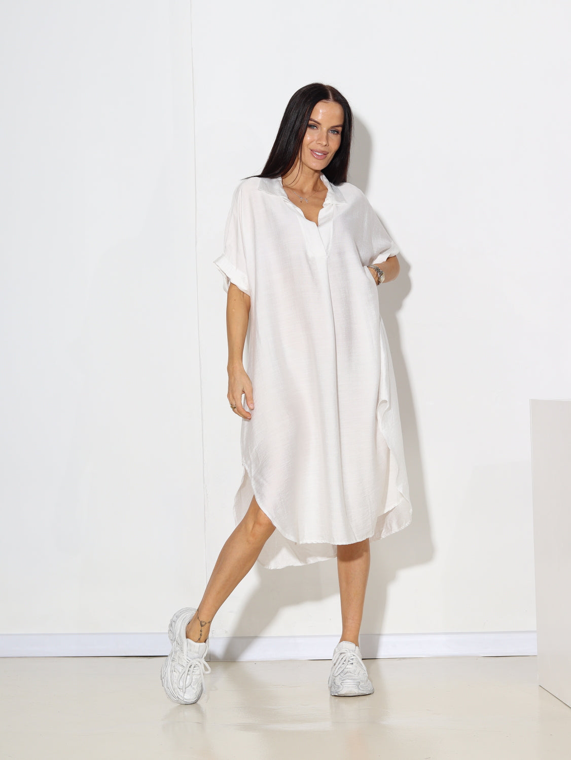 Balts Oversize īsa kleita - 15226