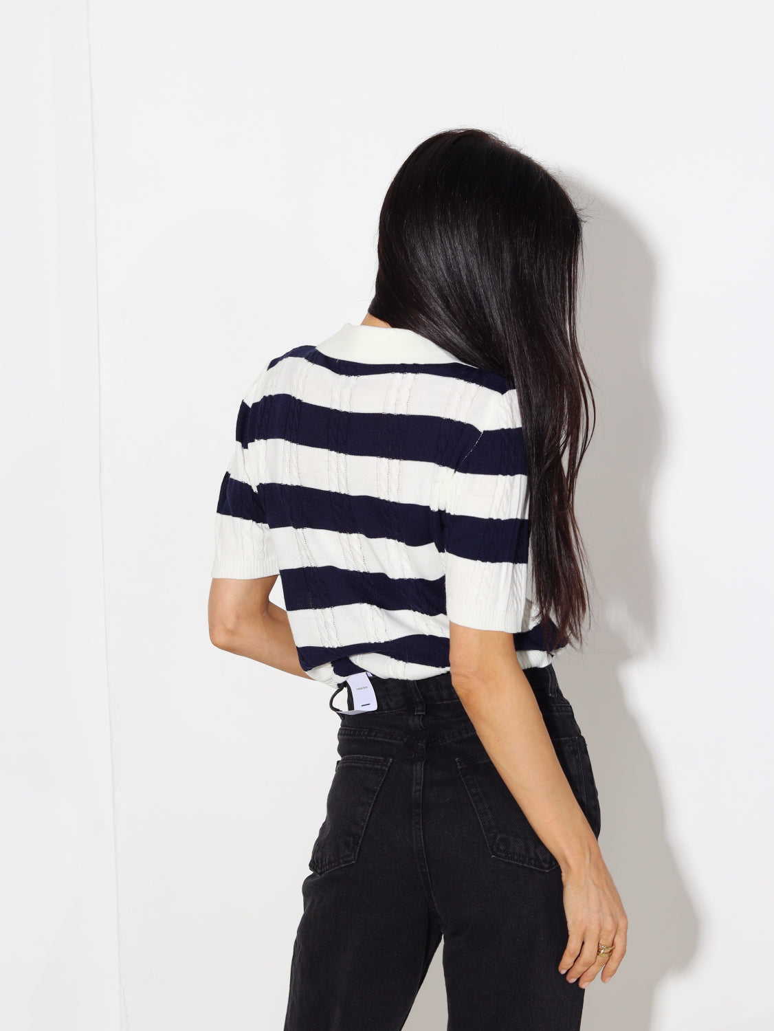 Balts+ zils, svītrains polo džemperītis 'Bantīte' - 15307