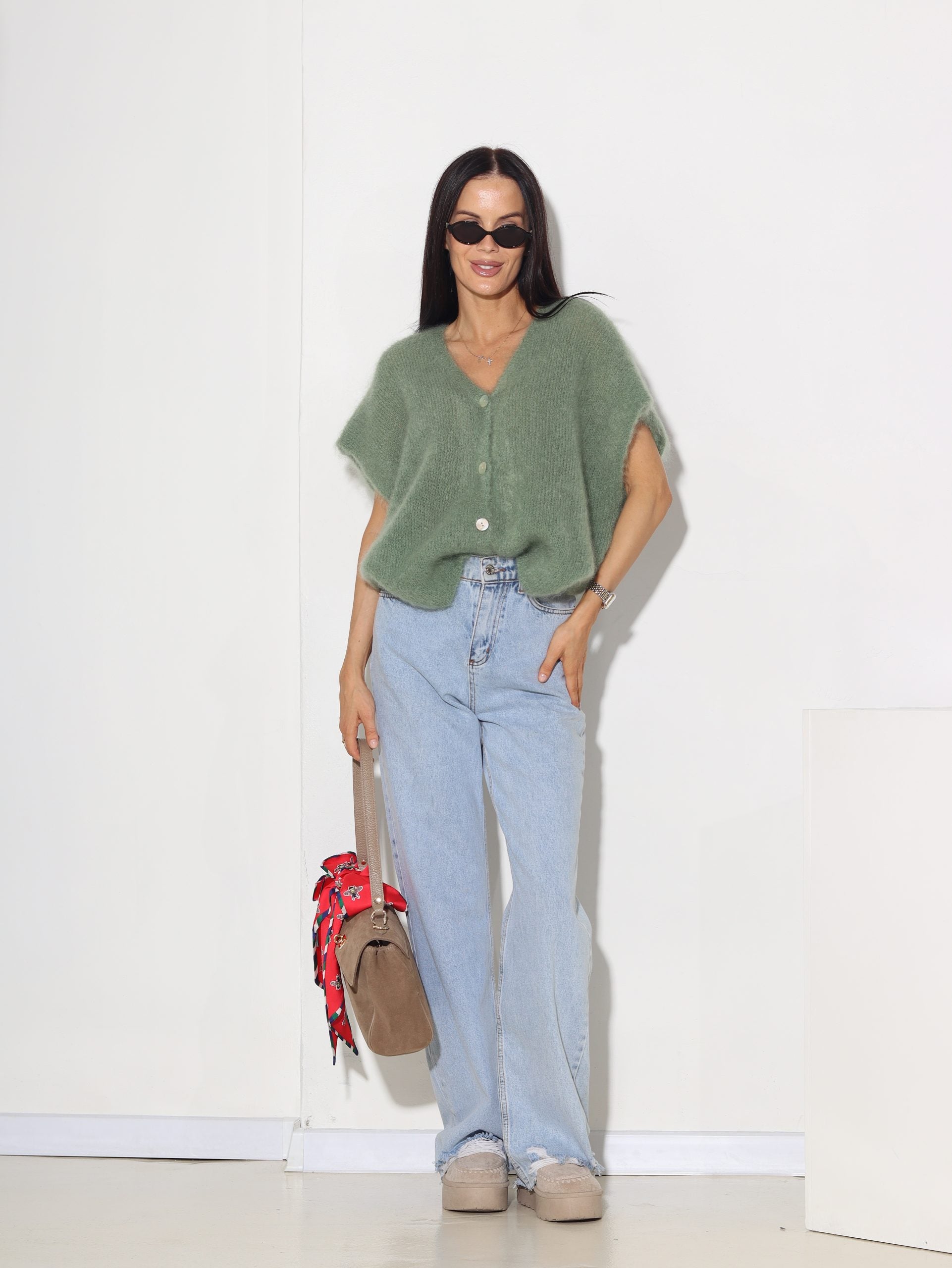 Zaļa mohēras veste - 15858