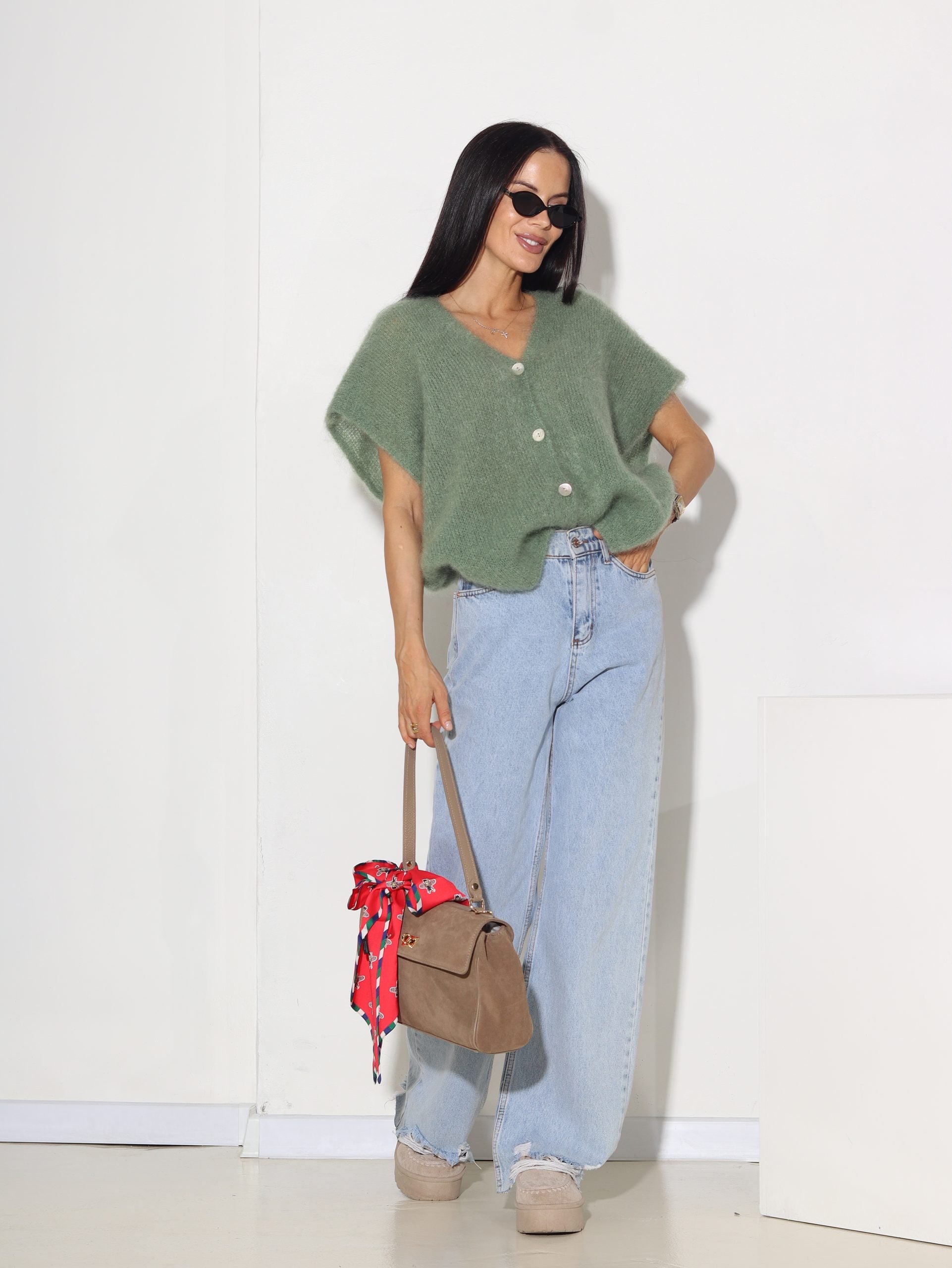 Zaļa mohēras veste - 15858