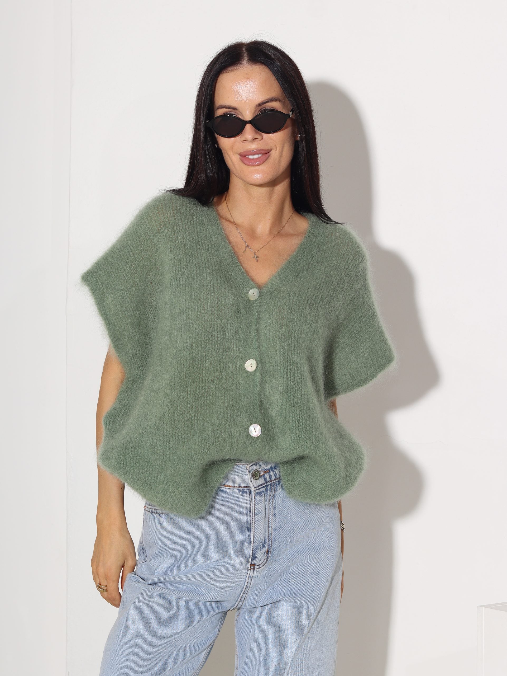 Zaļa mohēras veste - 15858