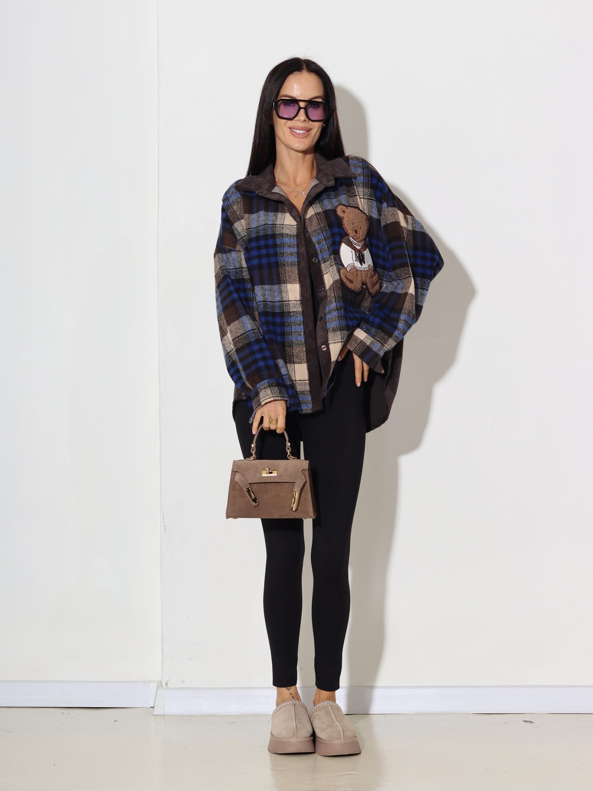 Zils rūtains krekls "Lācītis" - 16891