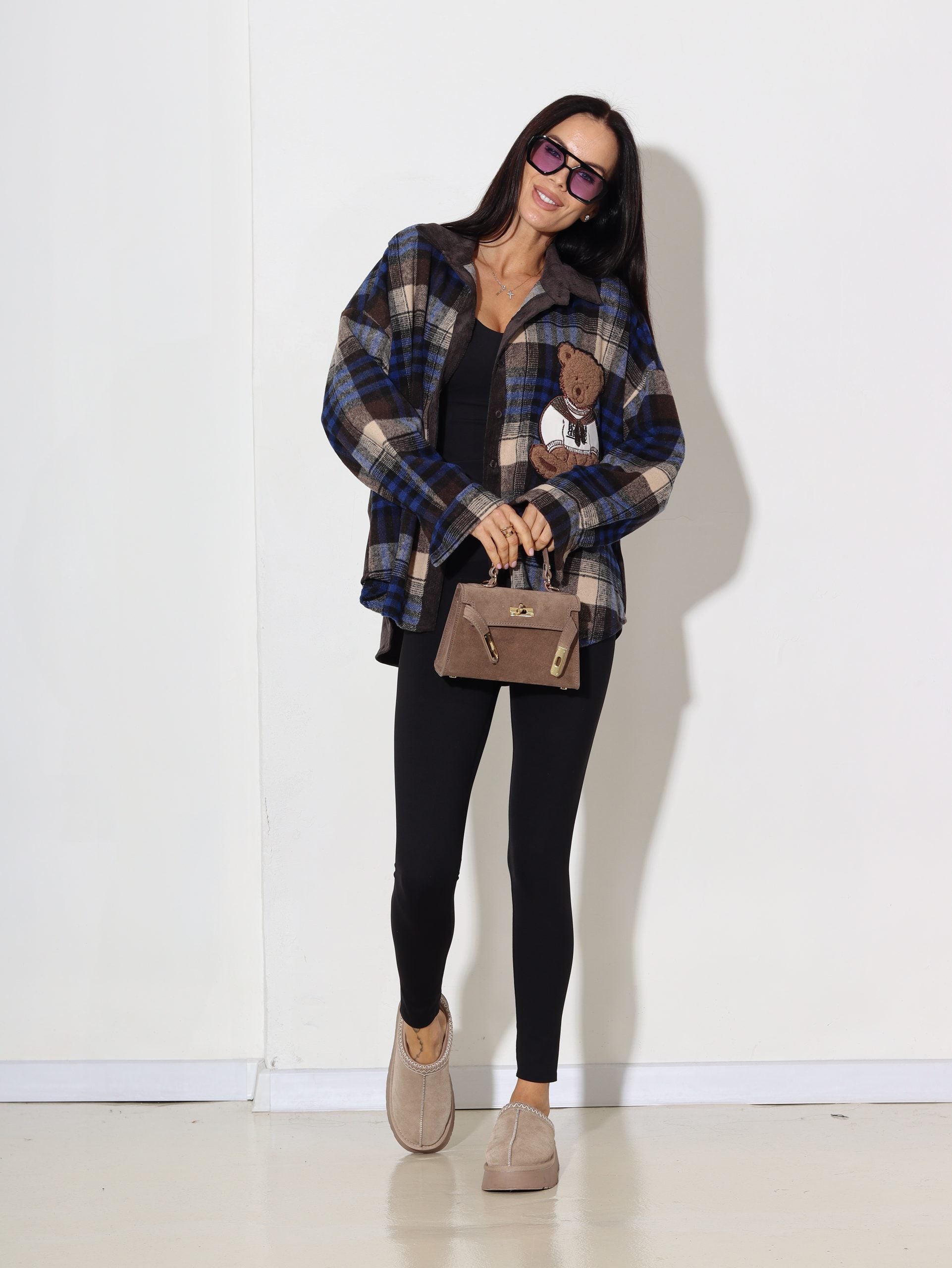 Zils rūtains krekls "Lācītis" - 16891